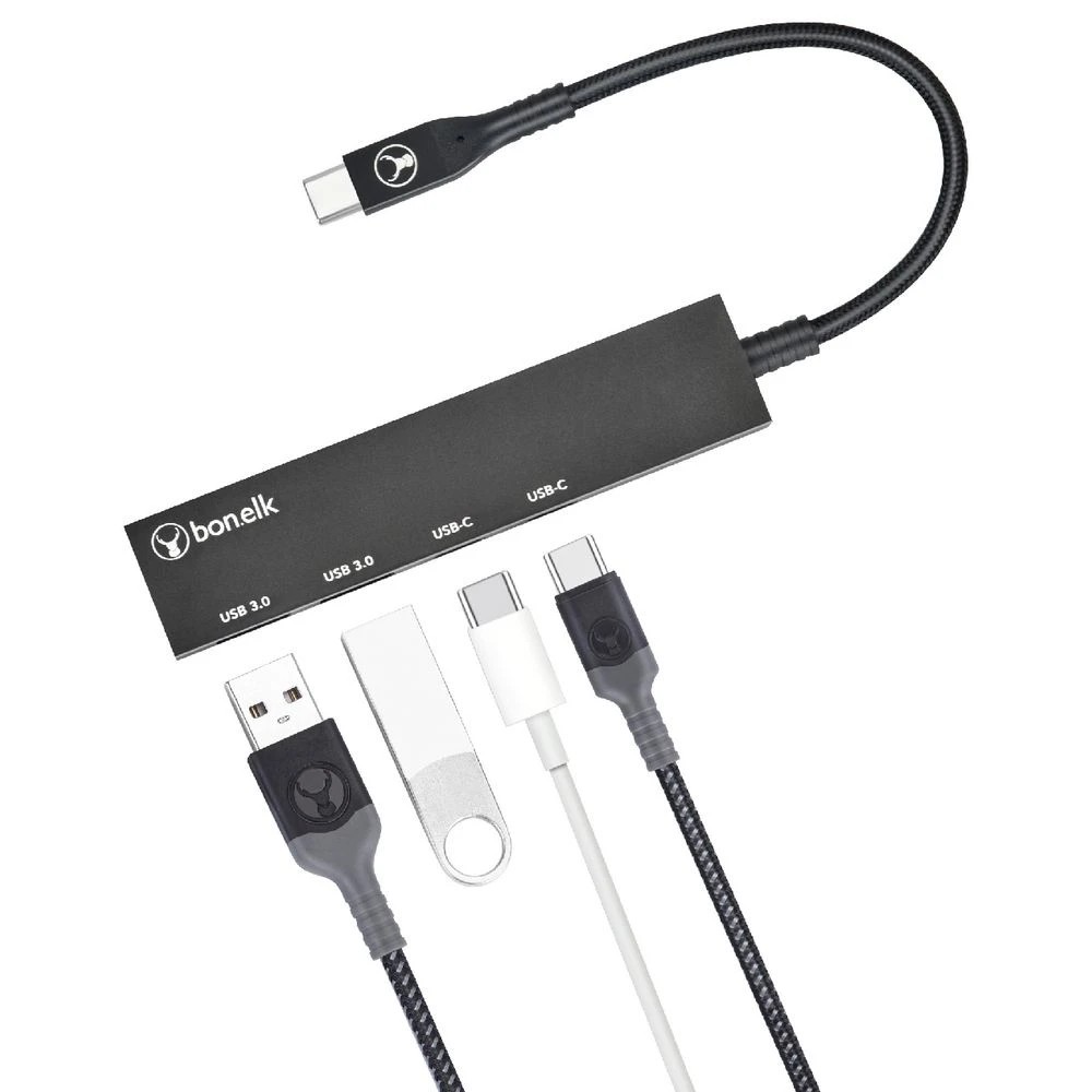 4 Bonelk Long-Life USB-C to USB-C/A 4 Port Slim Hub Space Black, 4 of 6