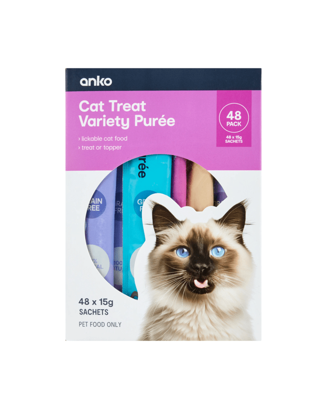 48 Pack Cat Treat Puree Sachets Var