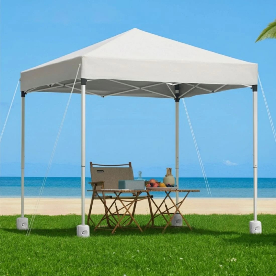 7 Instahut Gazebo 2x2m Outdoor Patio Garden Marquee Shade w/ Base Pods - White, 7 of 7