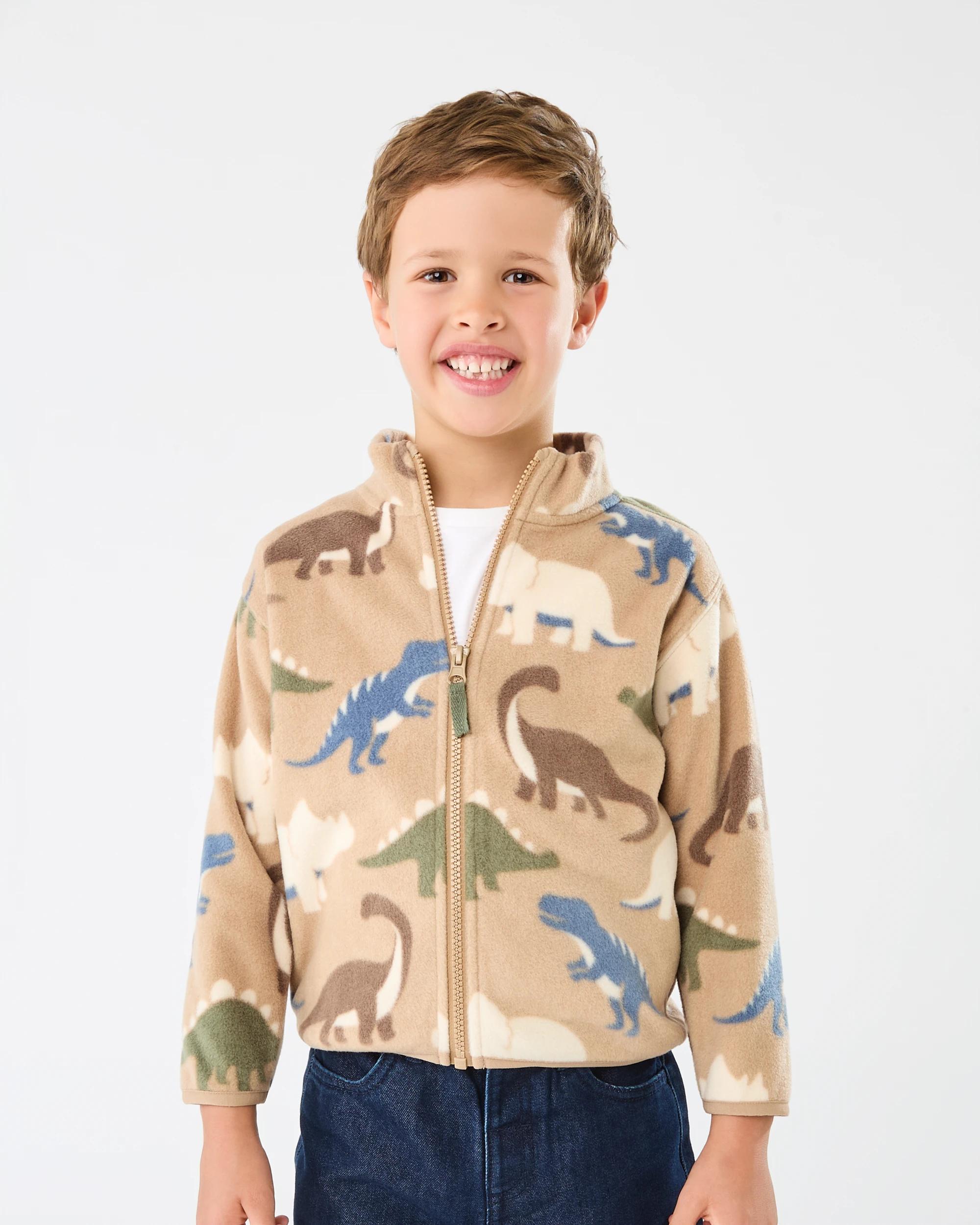 2 Polar Fleece Zip Through Jacket Brn Dino, 2 of 8