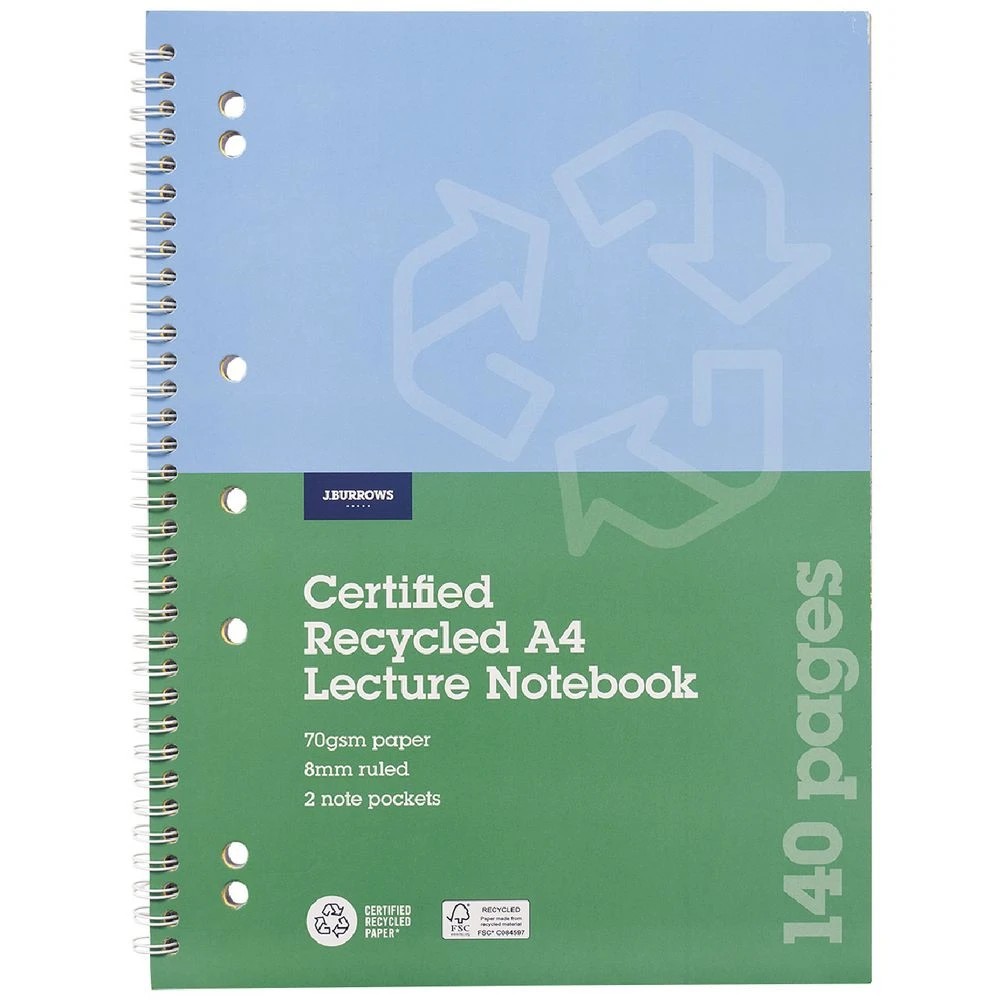 1 J.Burrows A4 Lecture Book 140 Pages, 1 of 4