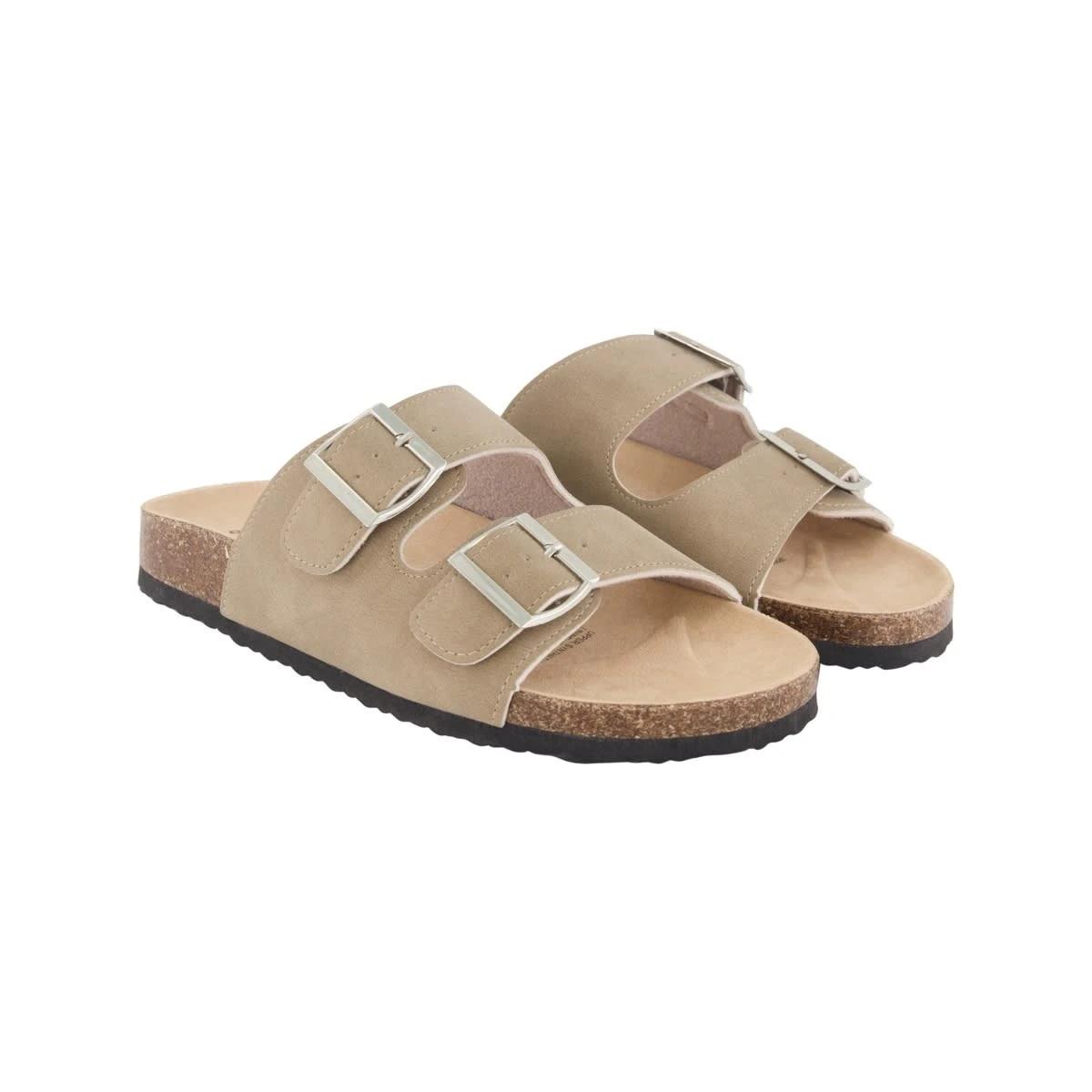 2 Double Buckle Footbed Slides OAT BEIGE, 2 of 3