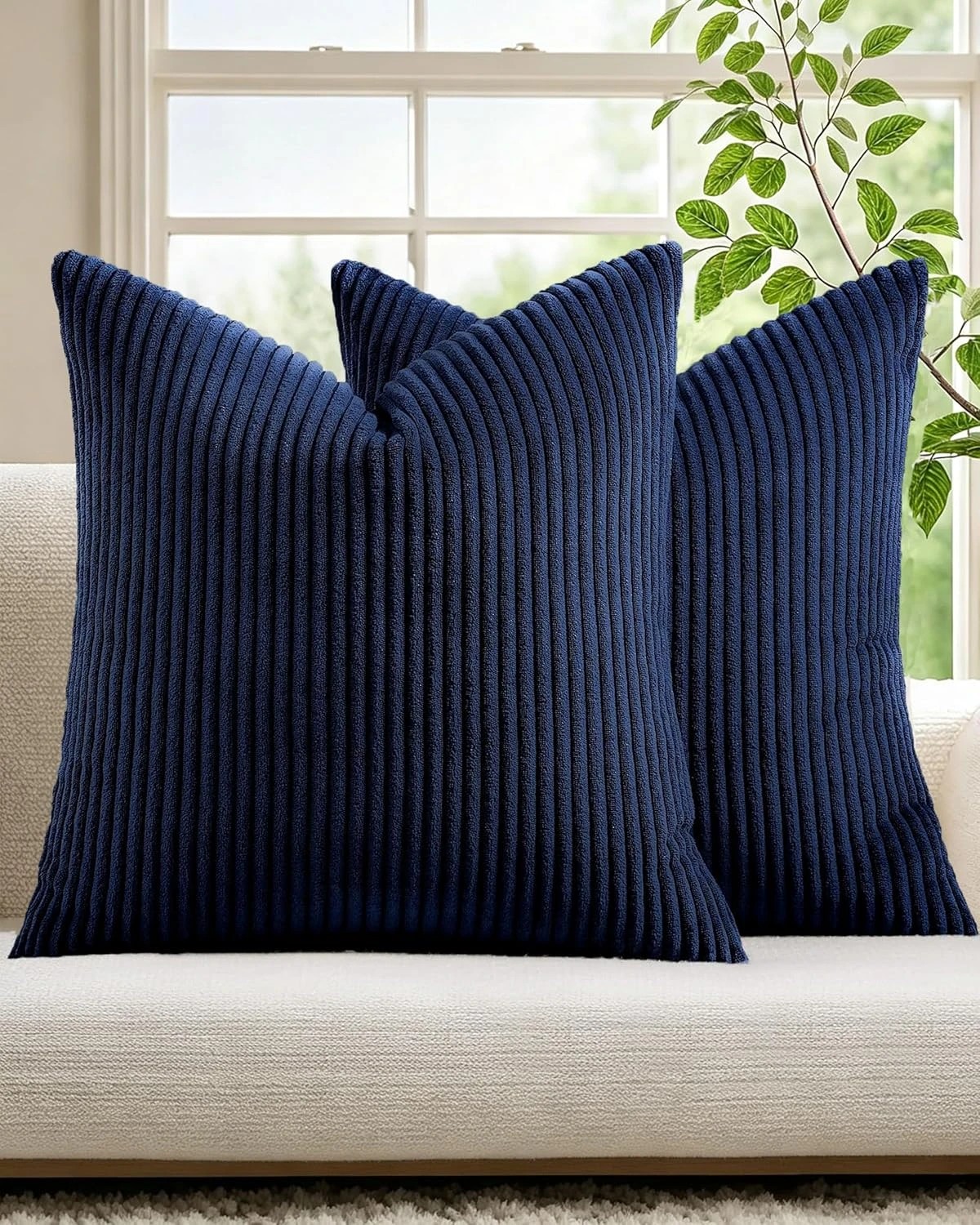 1 Gioia Casa 2-Pack Corduroy Velvet European Pillowcases 65x65cm - Navy Blue, 1 of 1