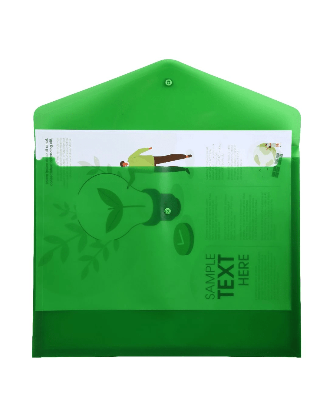 2 J.Burrows A3 Button Document Wallet Green, 2 of 3