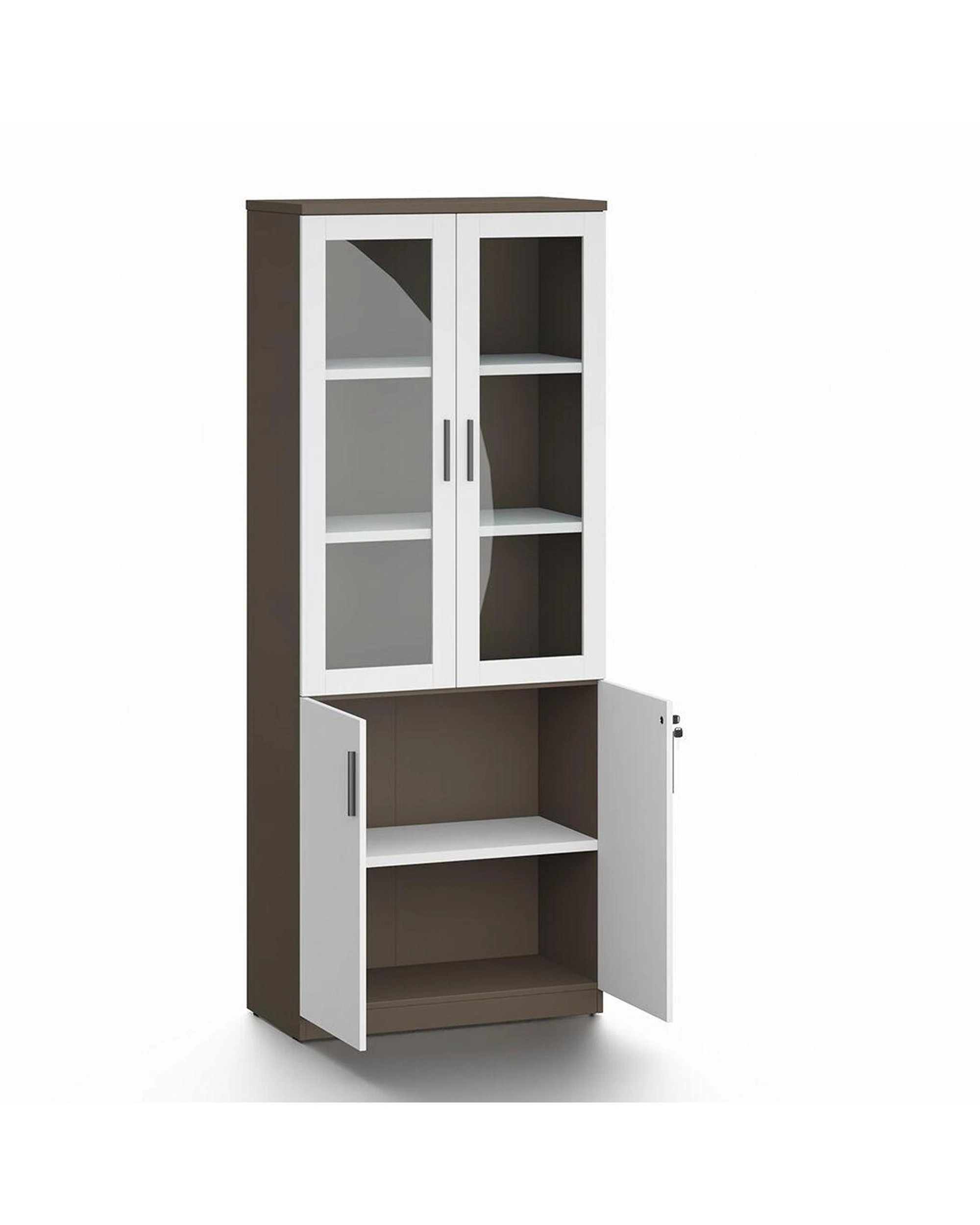 2 Esma  Storage Cabinet Filing Bookcases Unit with  Glass Doors & Lockable Base, 2 of 9