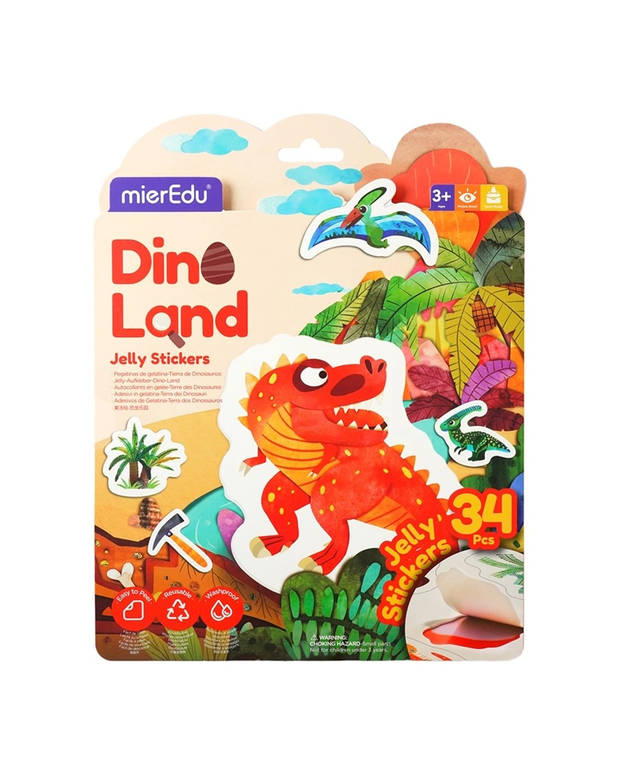 1 Mieredu Jelly Stickers Dino Land Kids Activity Toy Reusable - Multi, 1 of 3