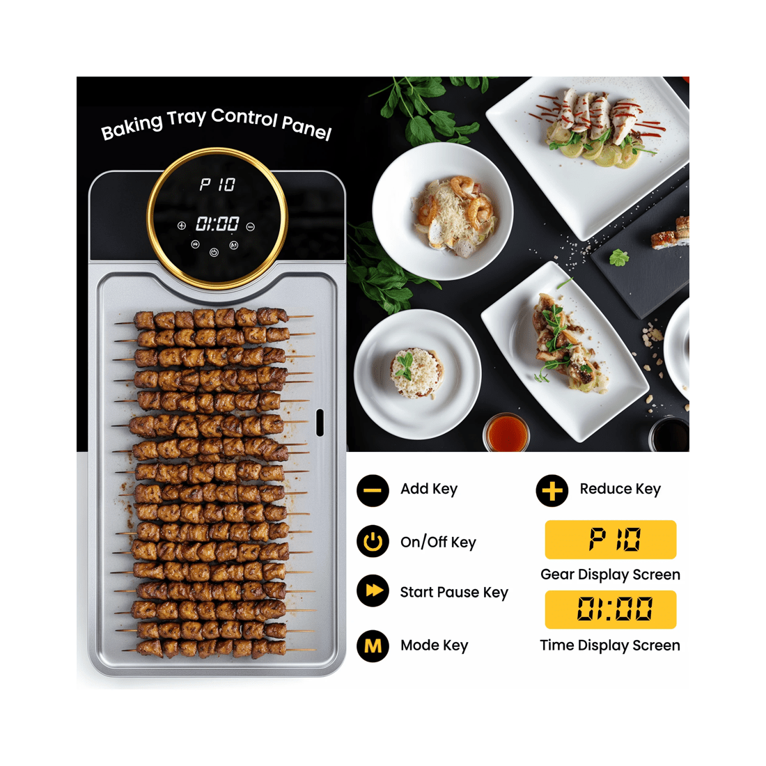 2 Advwin Electric Grill Pan, Electric Hot Plate With Lcd Touchscreen, Non-stick Griddle Plate For Family, 2 of 7