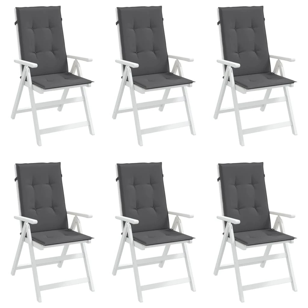 2 Vidaxl Garden Highback Chair Cushions 6 Pcs Fabric - Grey, 2 of 8