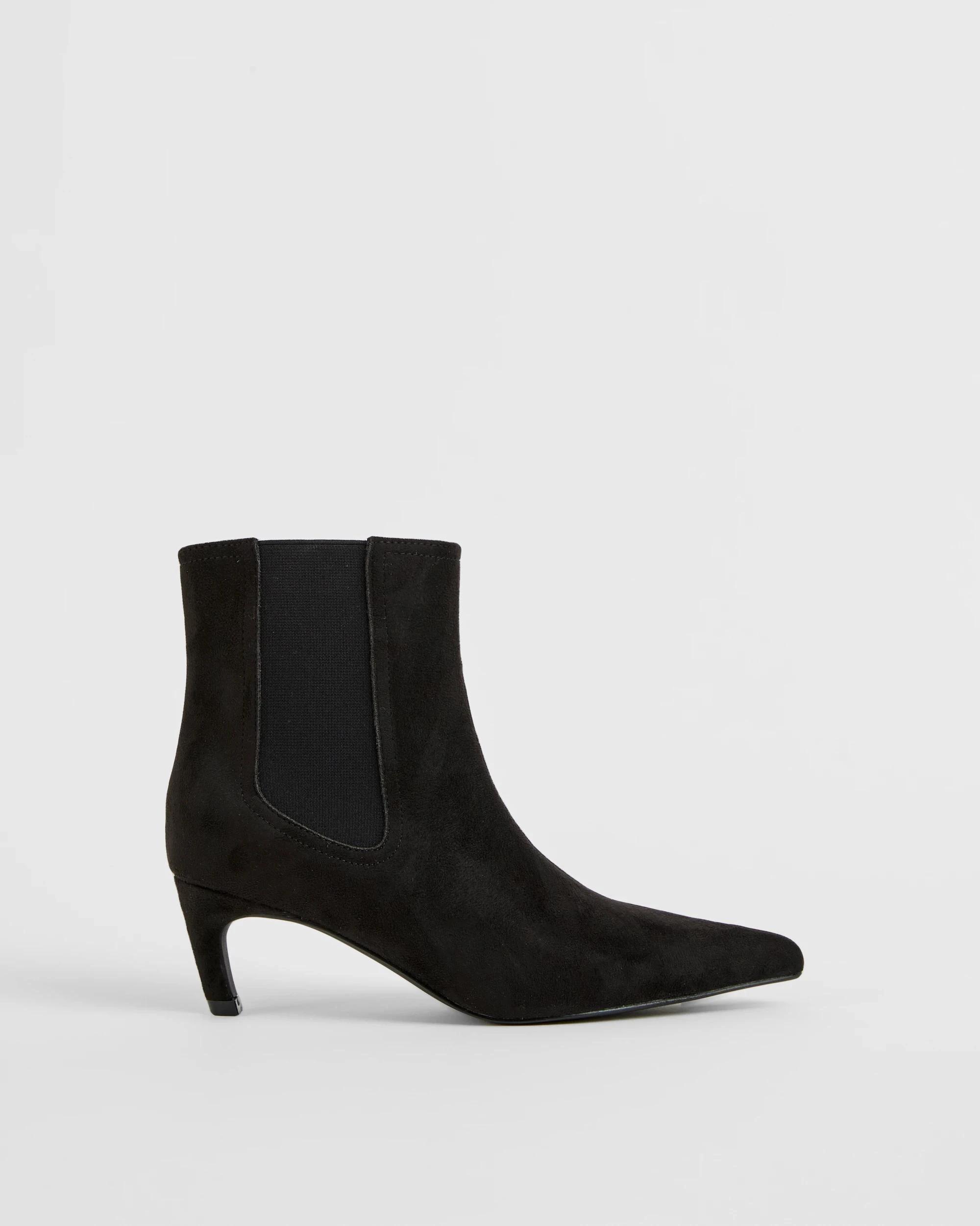 1 Target Woman Gusset Kitten Heel Boots BLACK FX SUEDE, 1 of 3