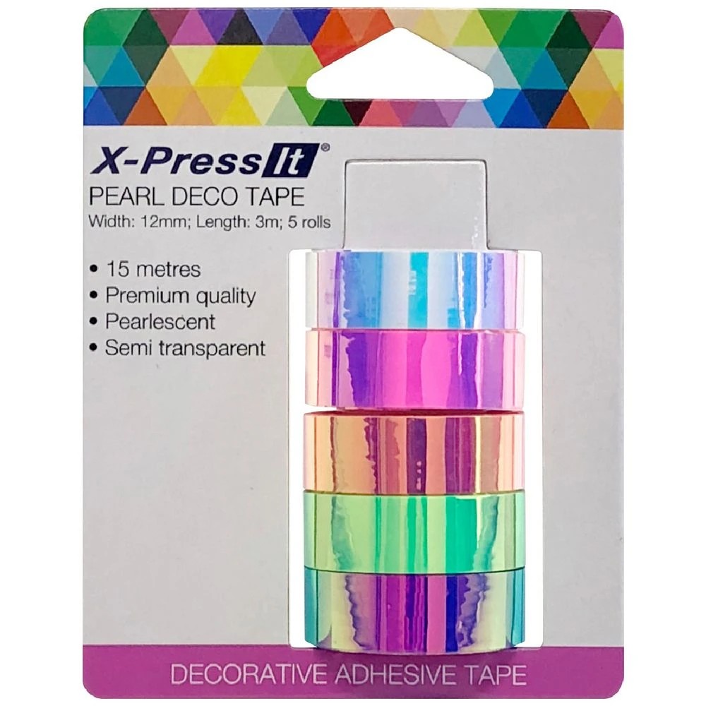 1 X-Press It Decorator Tape 12mm x 3m Pearl 5 Pack, 1 of 3