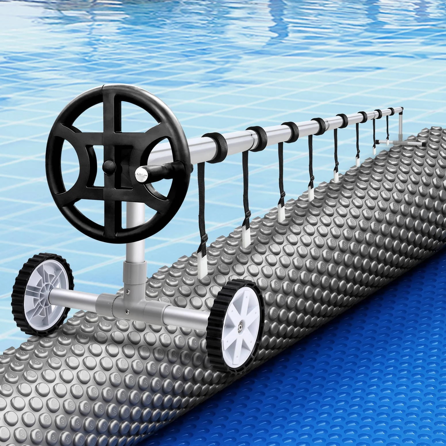 2 Aqua Buddy Pool Cover 600 Micron 7x4m w/ Roller 4m Swimming Pools Solar Blanket - Multi, 2 of 7