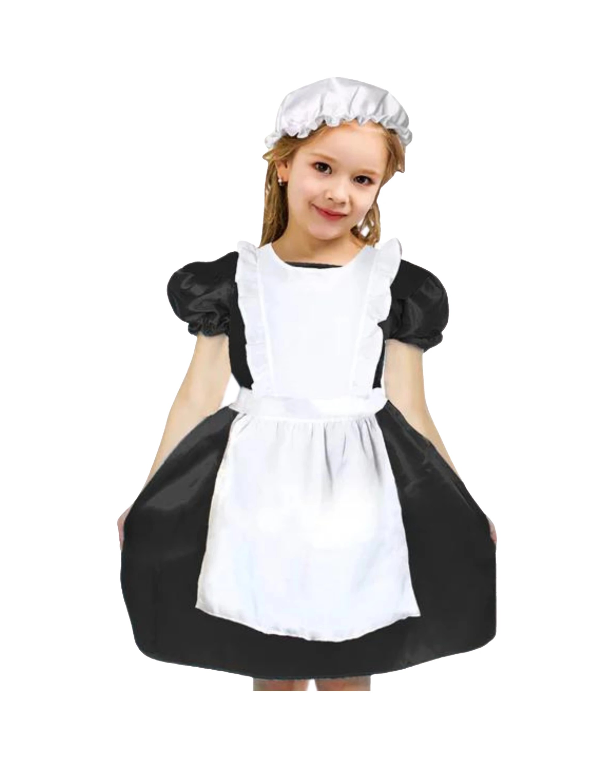 1 Partyrama Colonial Girls Apron and Hat Set - Child - White, 1 of 2