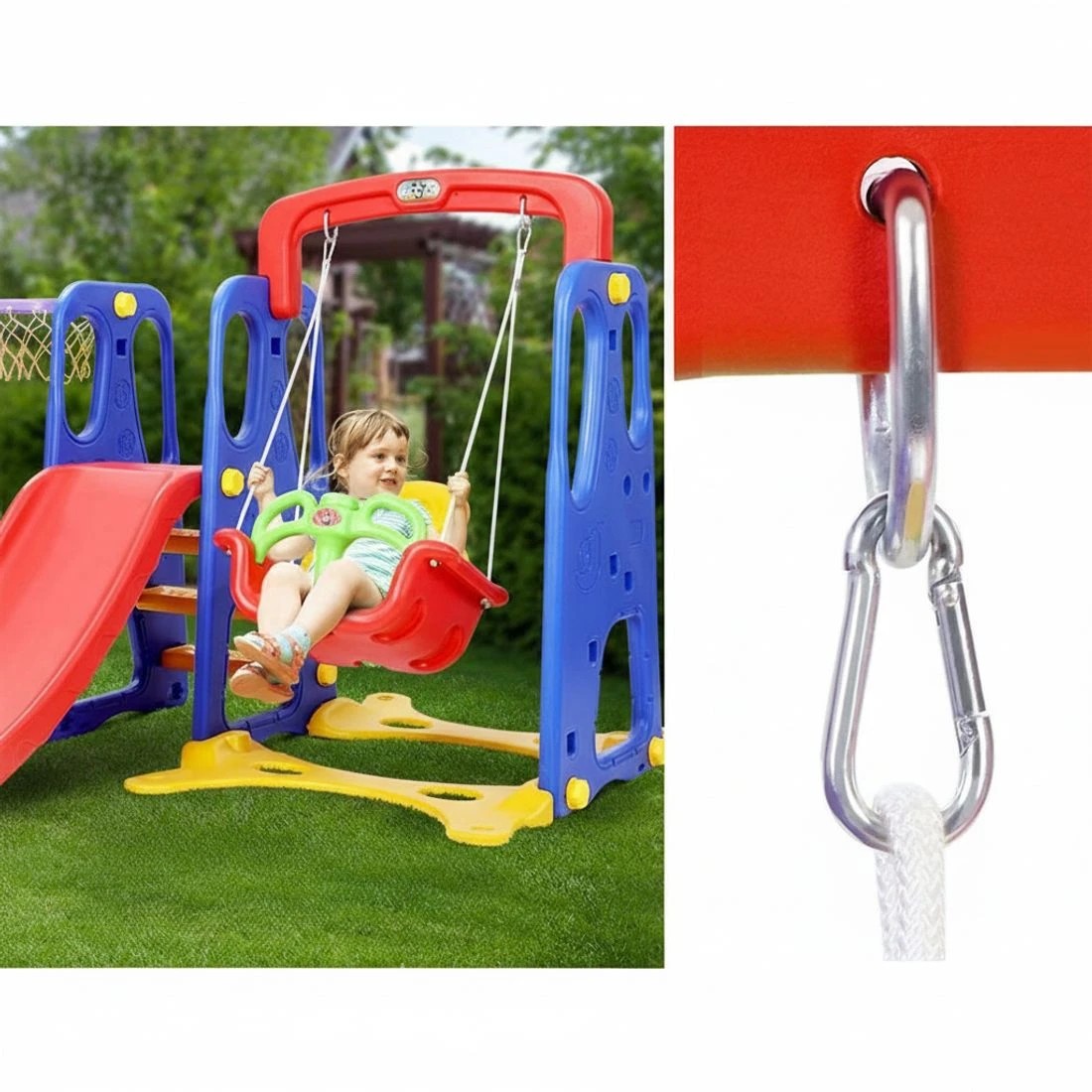 7 Keezi Kids Slide Swing Set Basketball Hoop Outdoor Playground Toys 120cm - Multi, 7 of 8