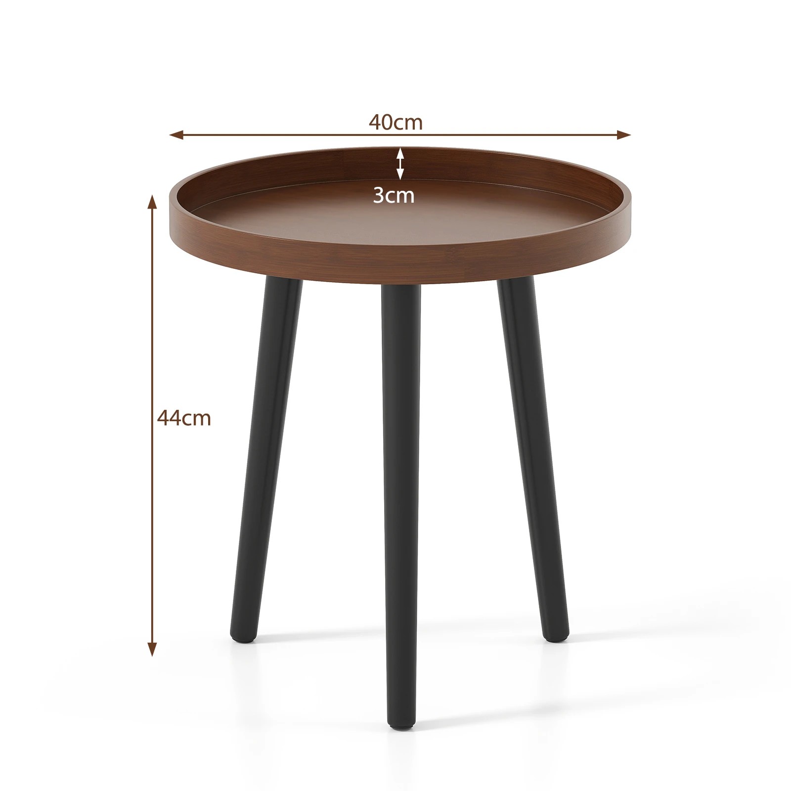 2 Costway Round Coffee Table Modern Side End Table Sofa Bedside Table - Brown, 2 of 3