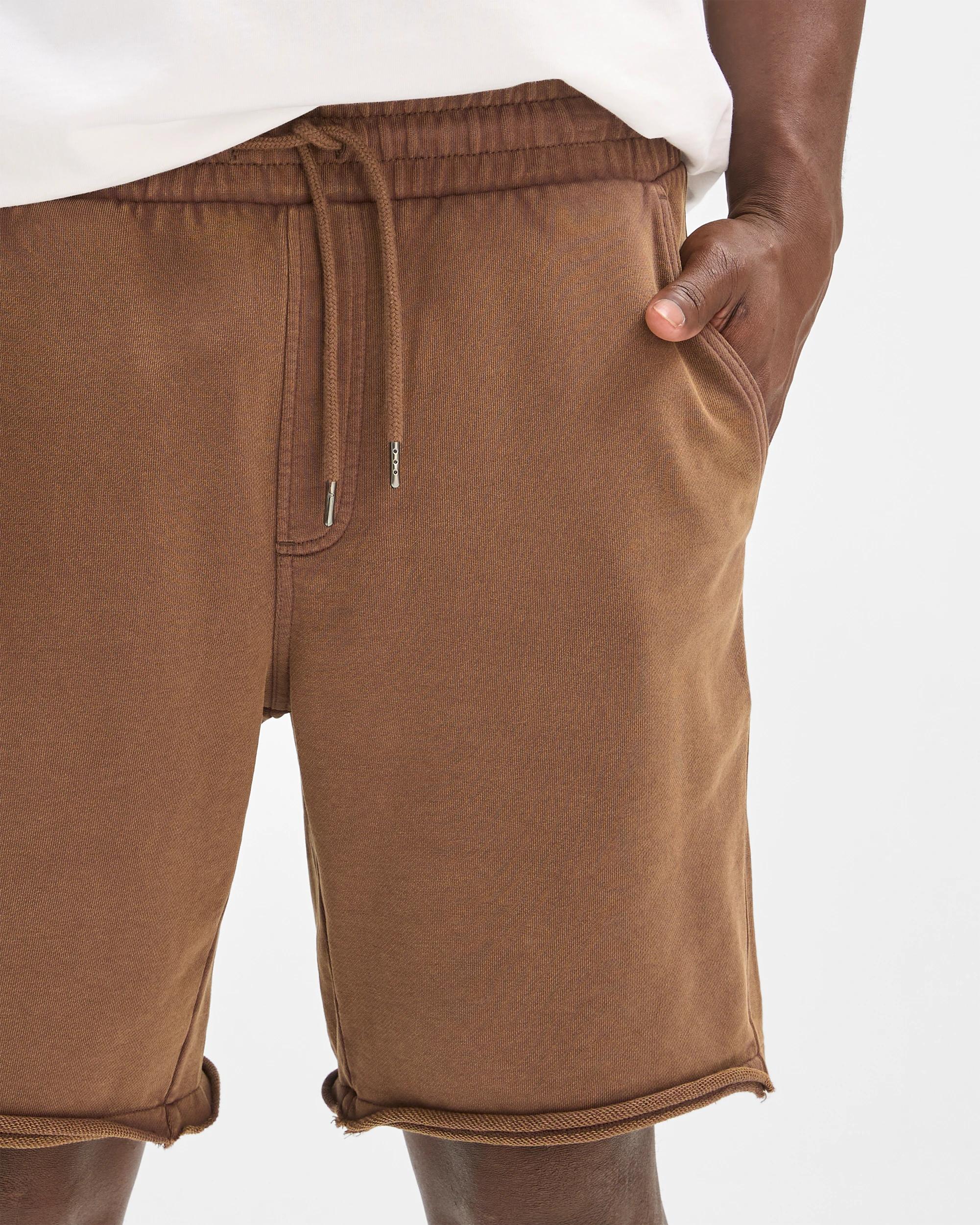 6 Commons Australian Cotton Rib Stripe Fleece Shorts BROWN, 6 of 7
