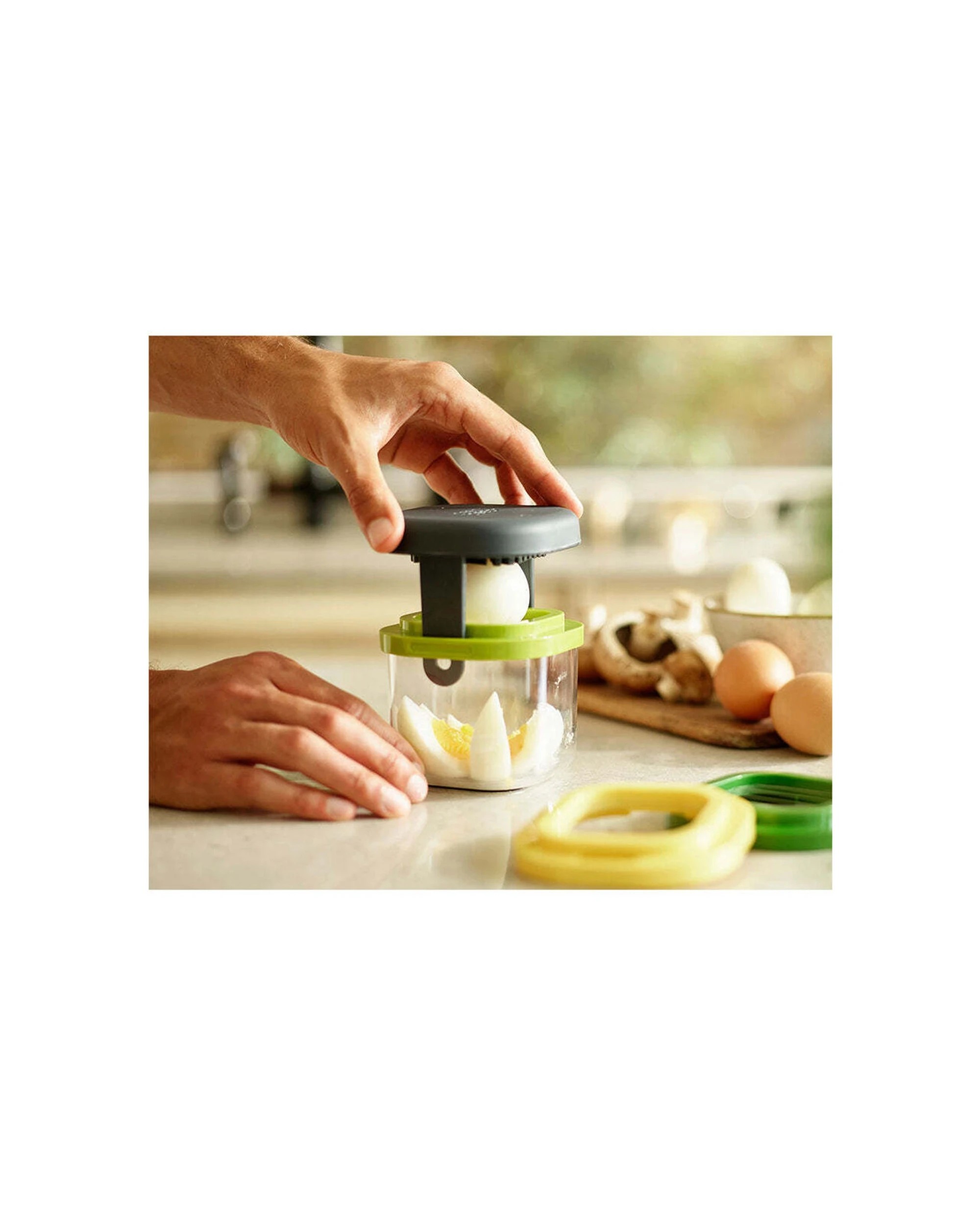 3 Joseph Joseph 2PK Prep 12cm Mini Manual Chopper Slicer With Food Grip - Green, 3 of 7