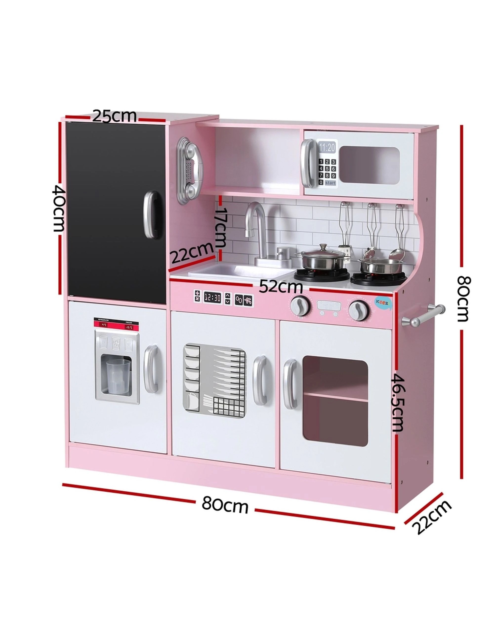 2 Keezi Kids Wooden Pretend Kitchen Play Set Blackboard 80cm
 - Pink, 2 of 3