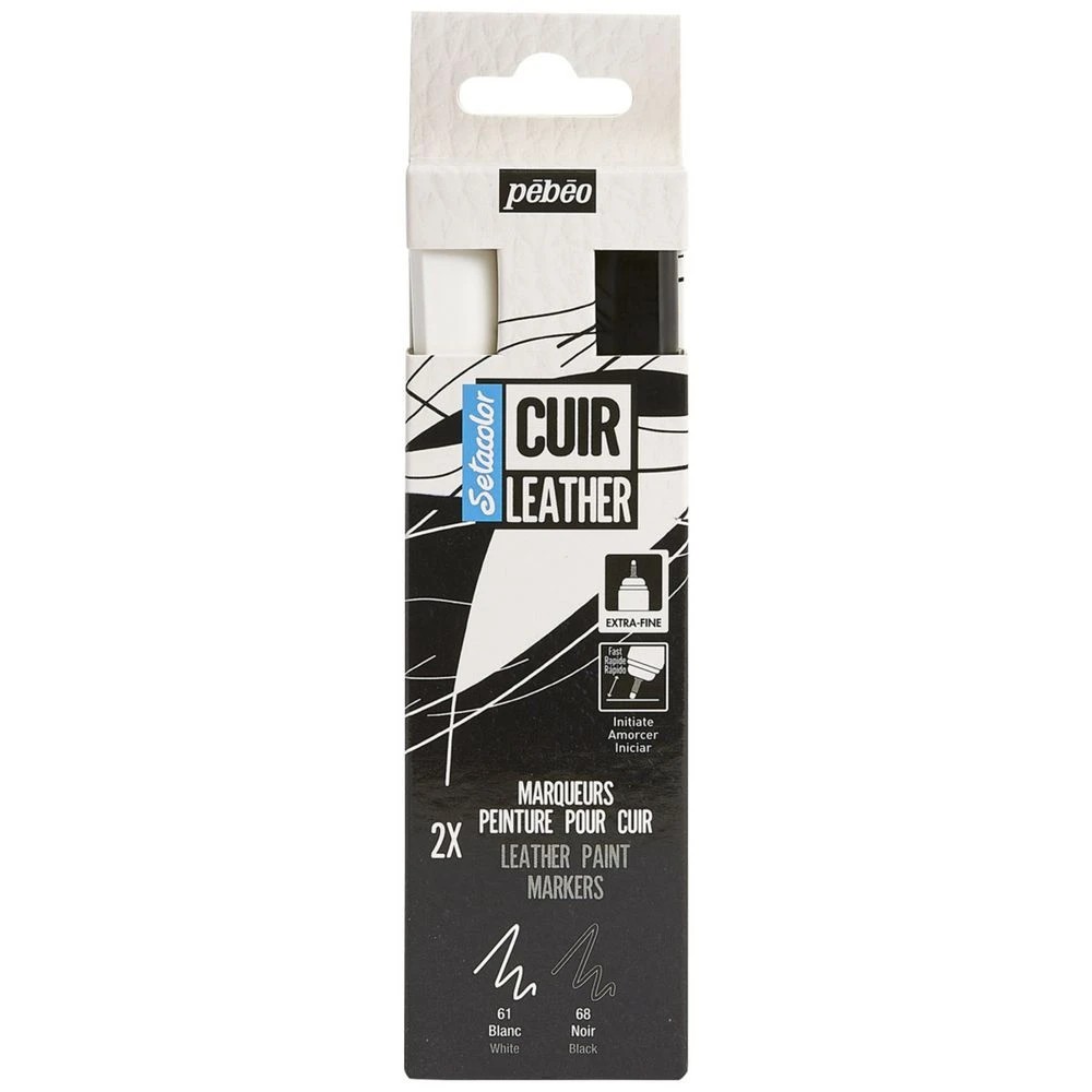 1 Pebeo Setacolor Leather Marker Black/White 2 Pack, 1 of 3
