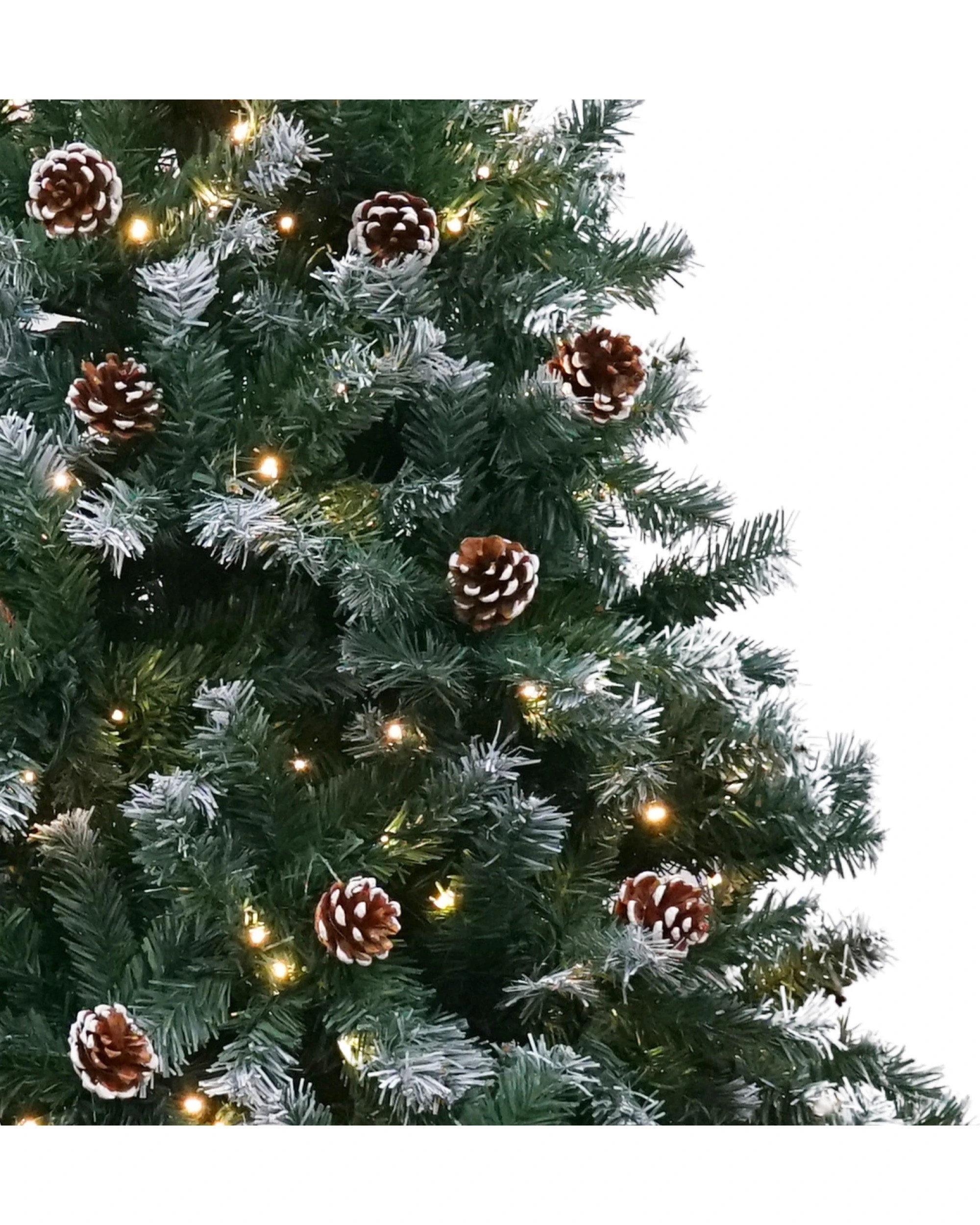 7 Christabelle 2.4m Pre-Lit LED Artificial Christmas Tree with Snow Tipped Needles Pine Cones Stand, 7 of 10