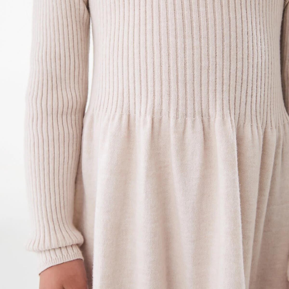 5 Long Sleeve Viscose Knit Dress Crm Marle, 5 of 9