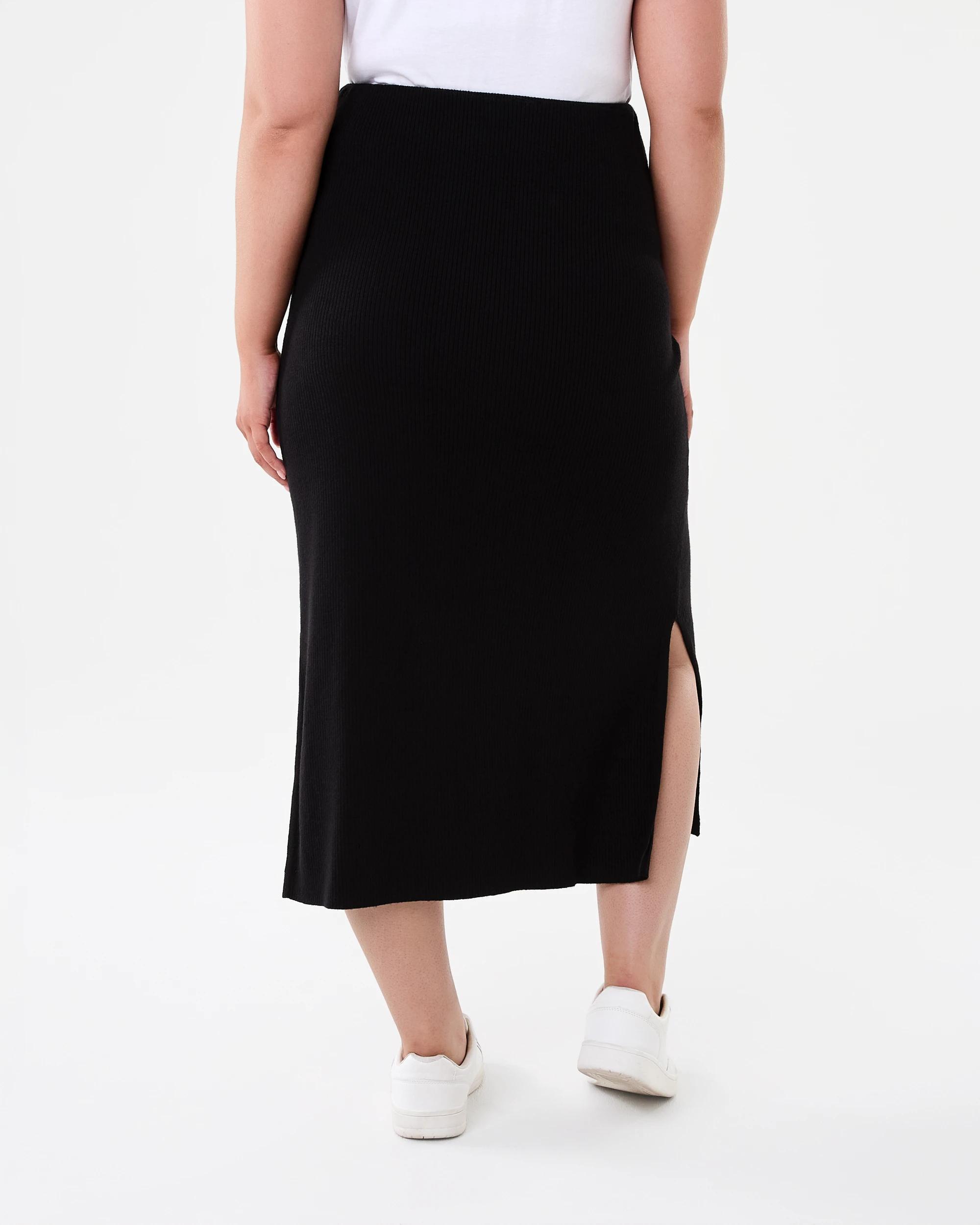 3 Maternity Rib Column Skirt Black, 3 of 5