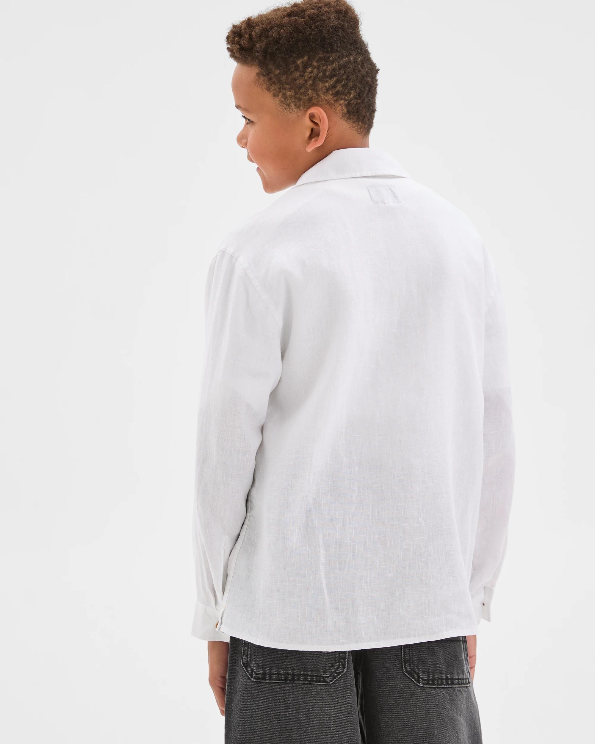 4 Target Kids European Linen Long Sleeve Shirt WHITE, 4 of 6