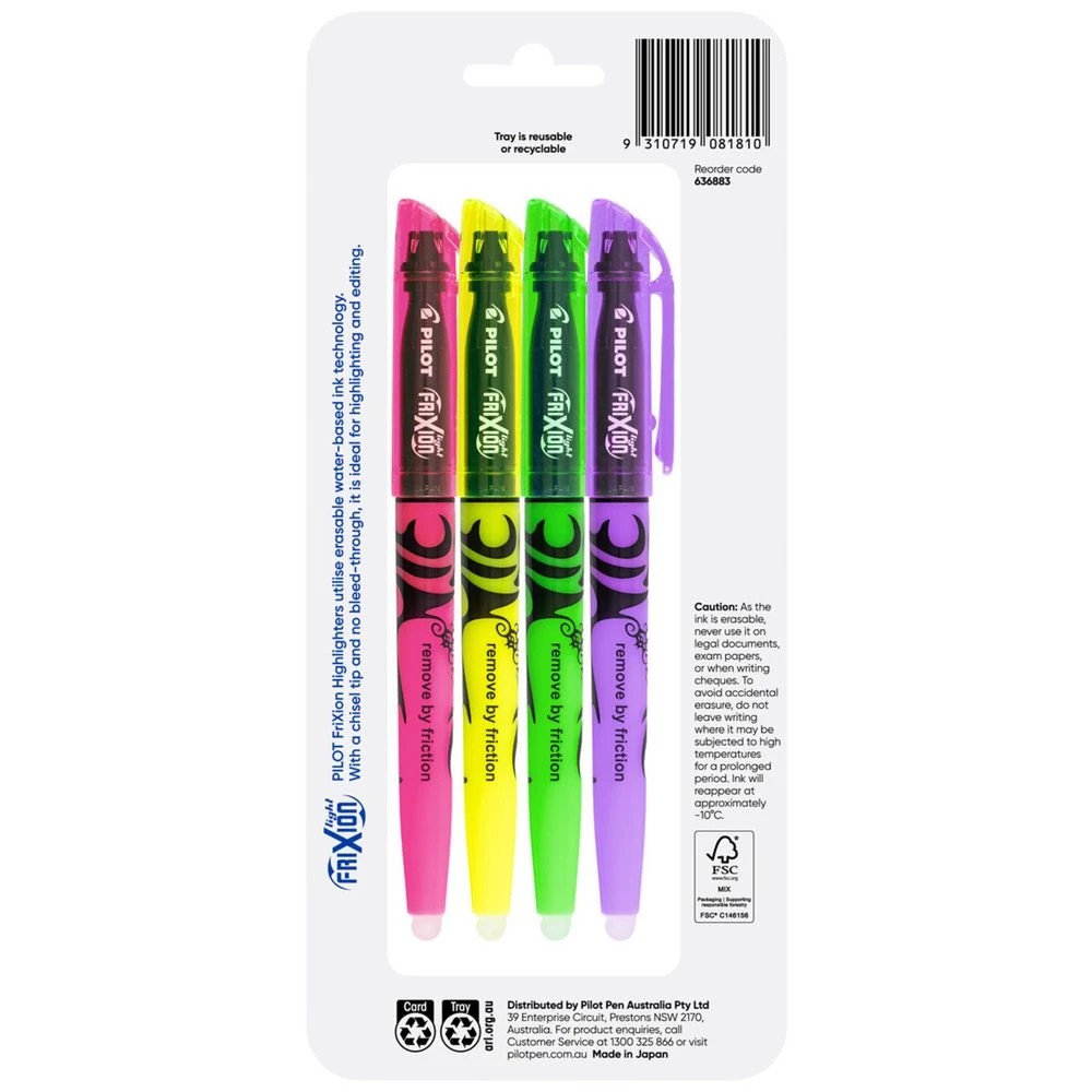 2 PILOT FriXion Light Erasable Highlighter Assorted 4 Pack, 2 of 5