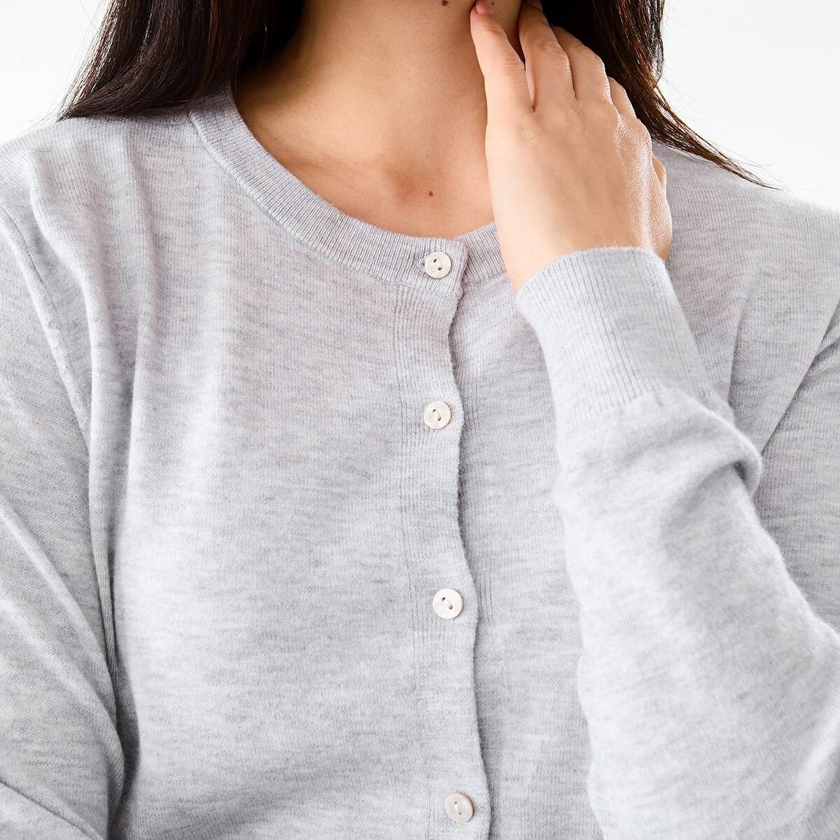 5 Lightweight Crew Neck Cardigan SILVER MARLE, 5 of 5