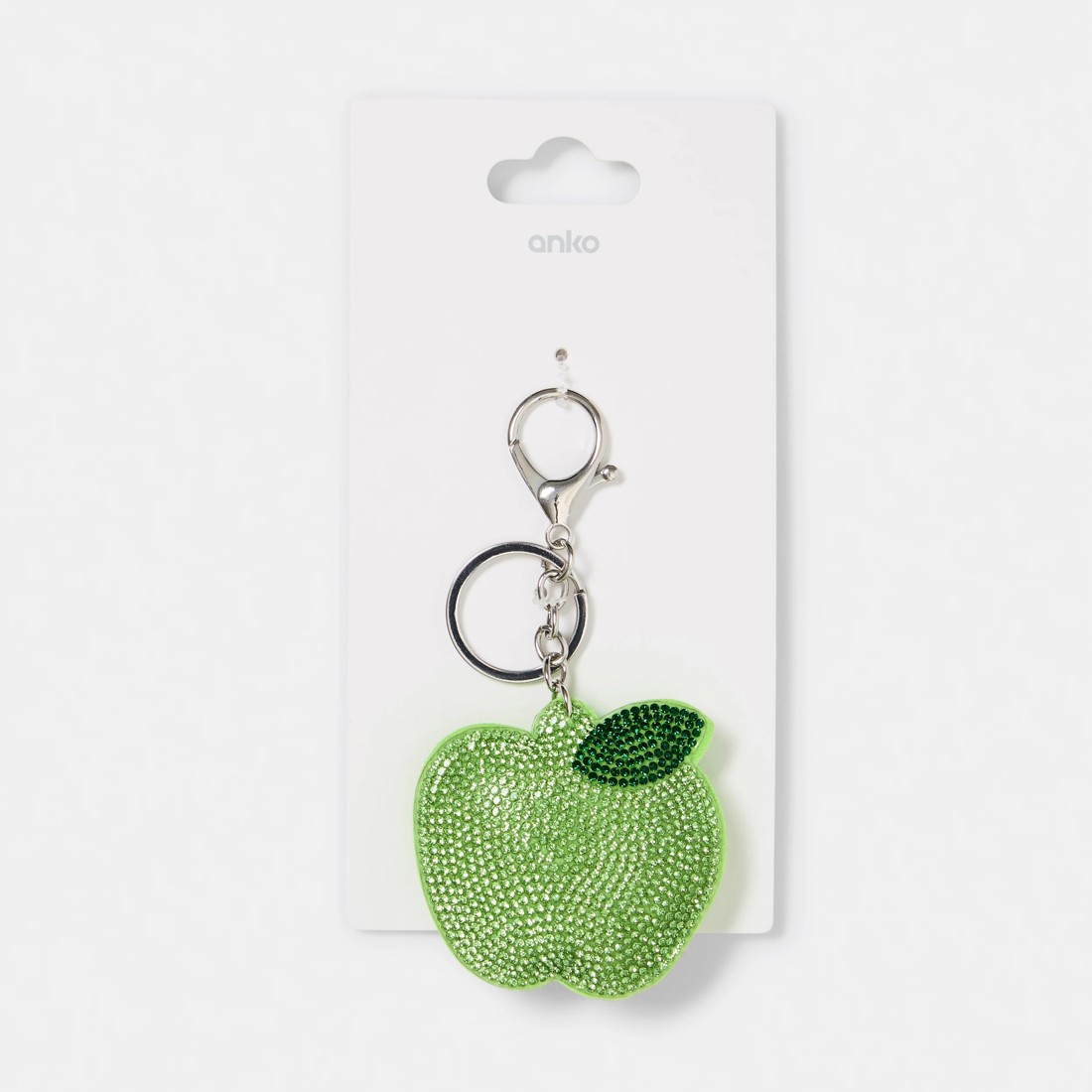 3 Sparkle Apple Bag Charm Keyring - Silver Tone, 3 of 3