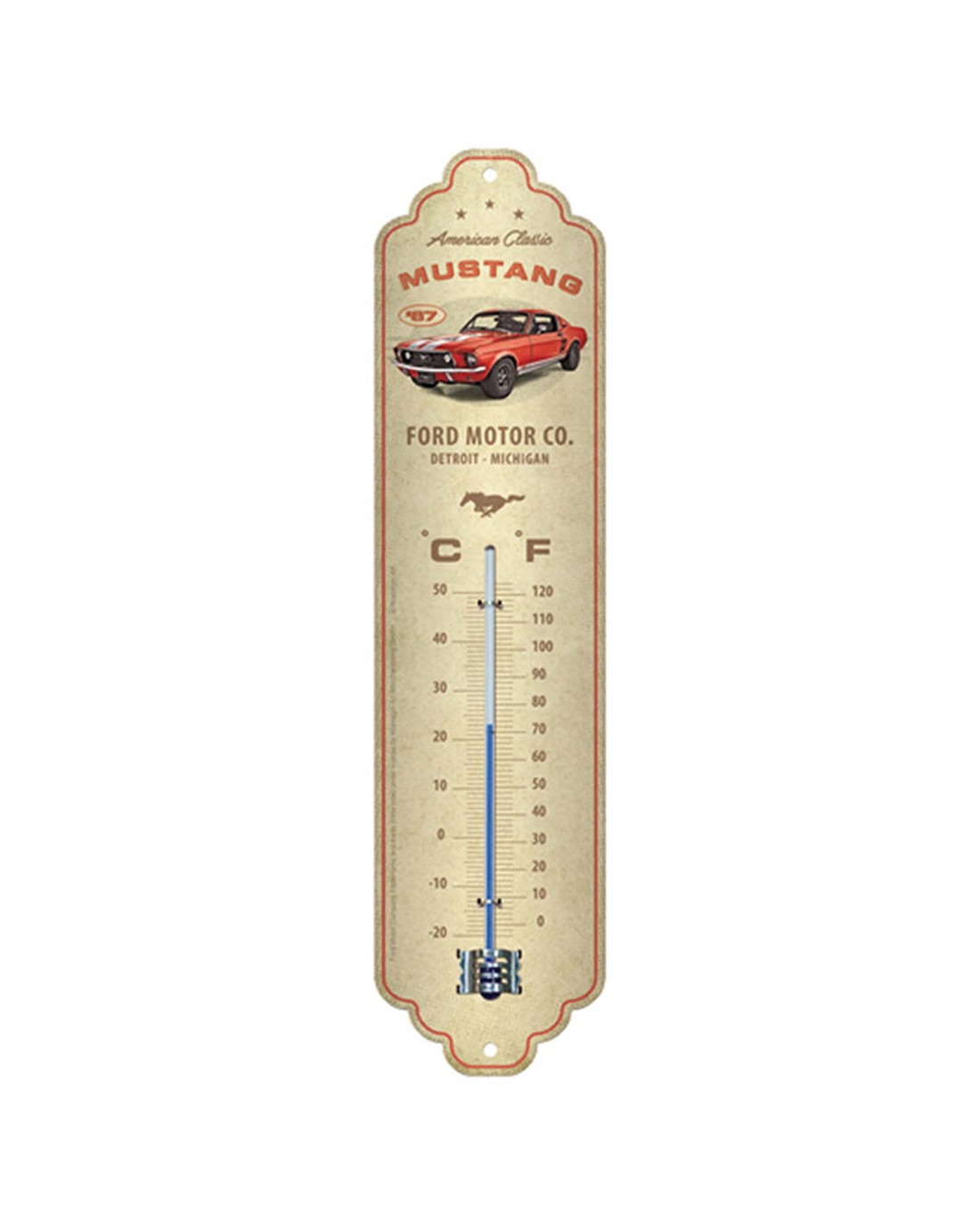 Thermomètre Rétro Mural Ford Mustang – Métal, Intérieur/extérieur, Par Nostalgic-Art