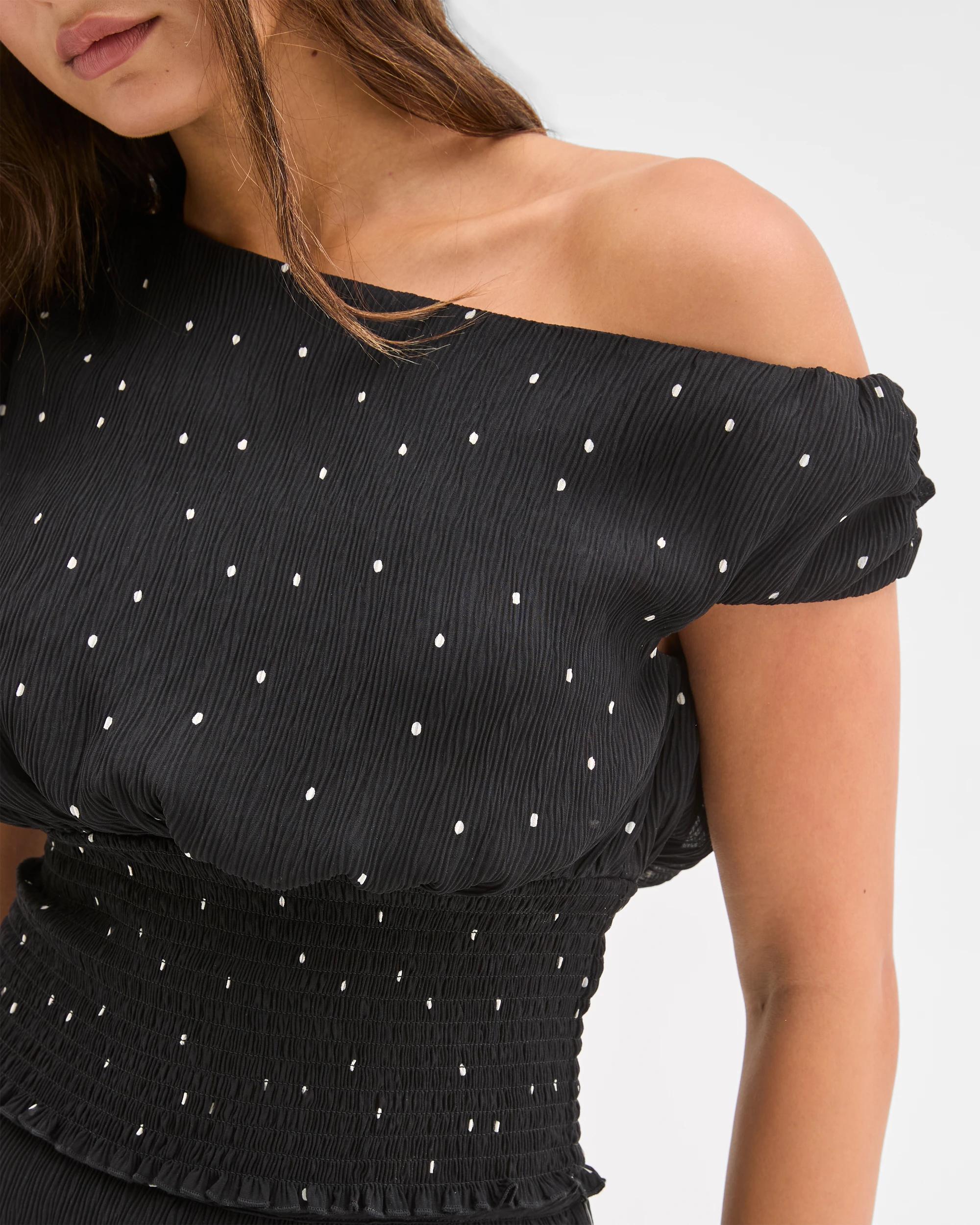3 Lily Loves Off Shoulder Textured Top BLACK, 3 of 6