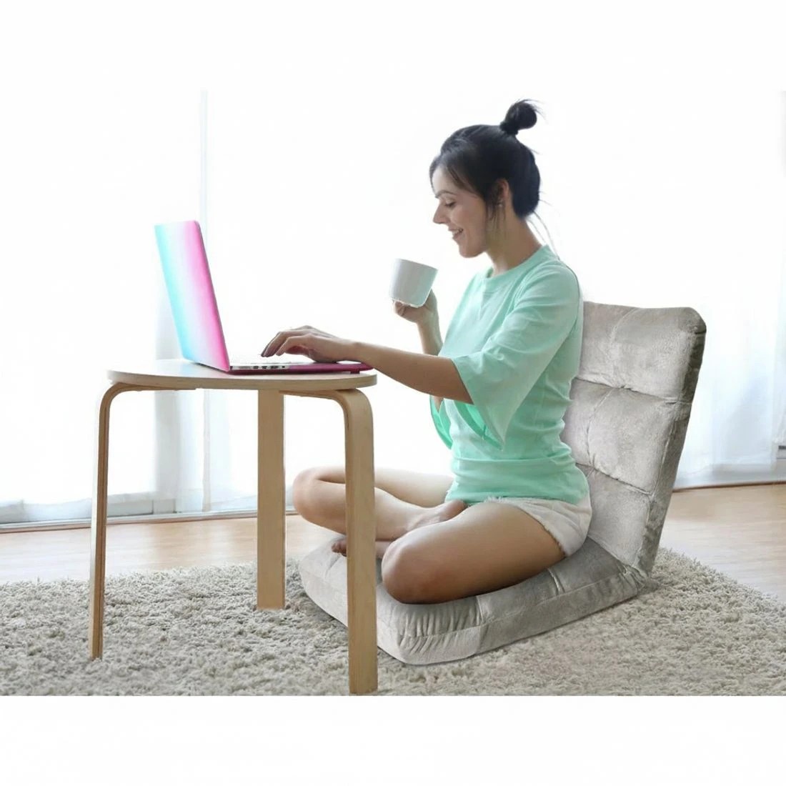 4 Artiss Lounge Sofa Bed Flannel Fabric - Grey, 4 of 7