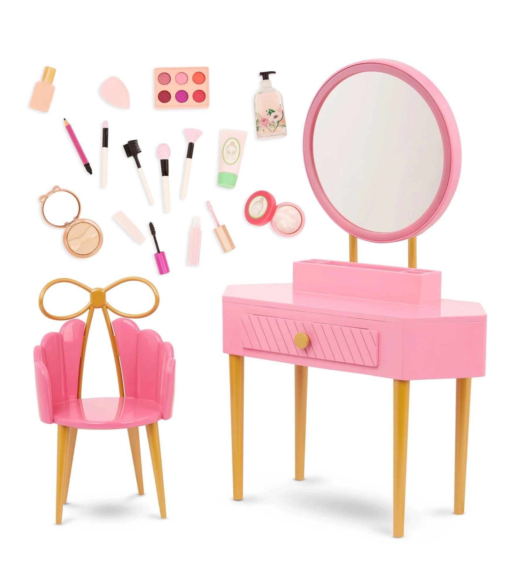 3 Our Generation Fabulous Fun Vanity Set Pink Vanity Table & Accessories for 18-inch Dolls - Multi, 3 of 9