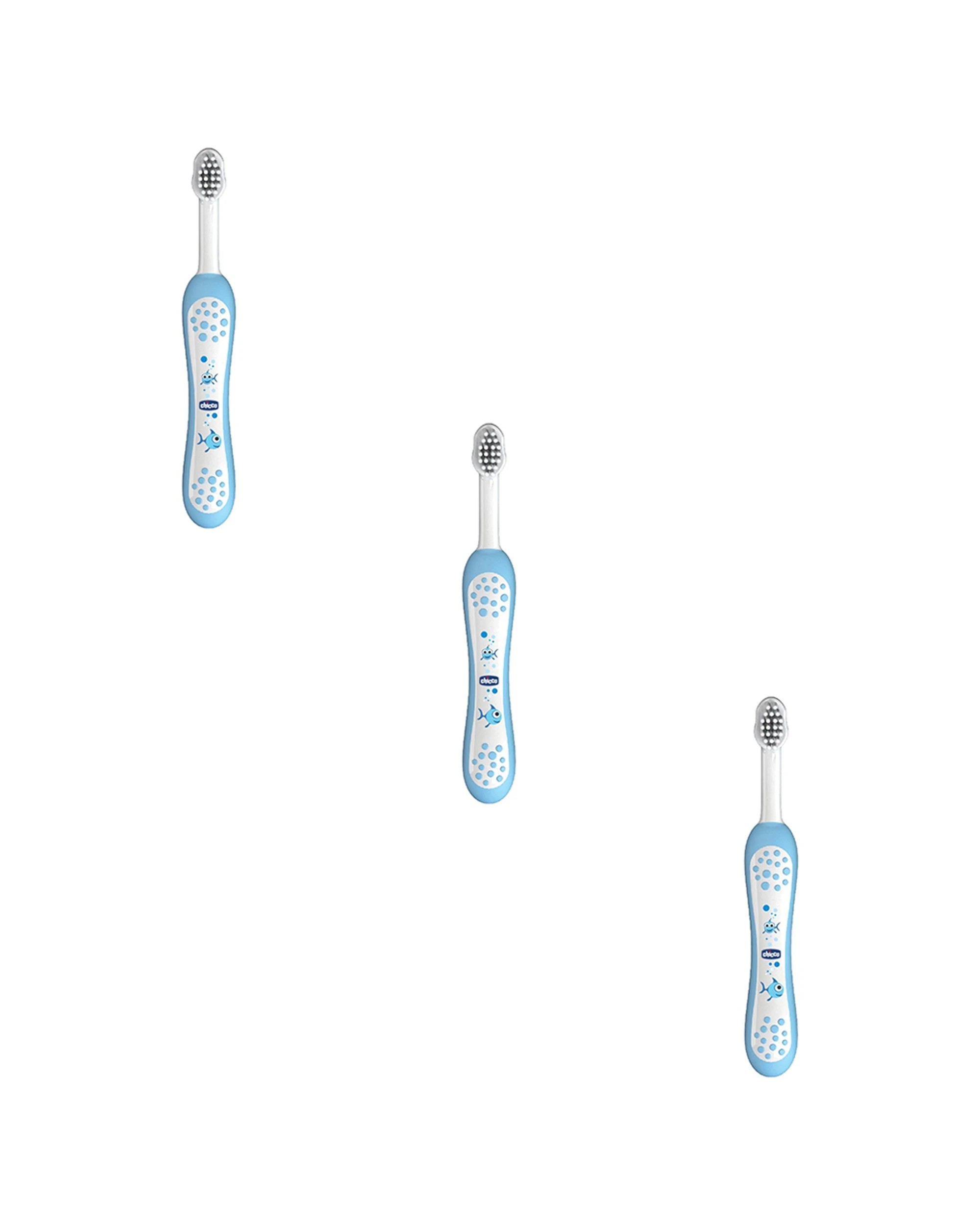 1 Chicco 3pc Nursing Toothbrush Baby/Toddler Oral Care Gentle Hygiene Cleaning - Blue, 1 of 2