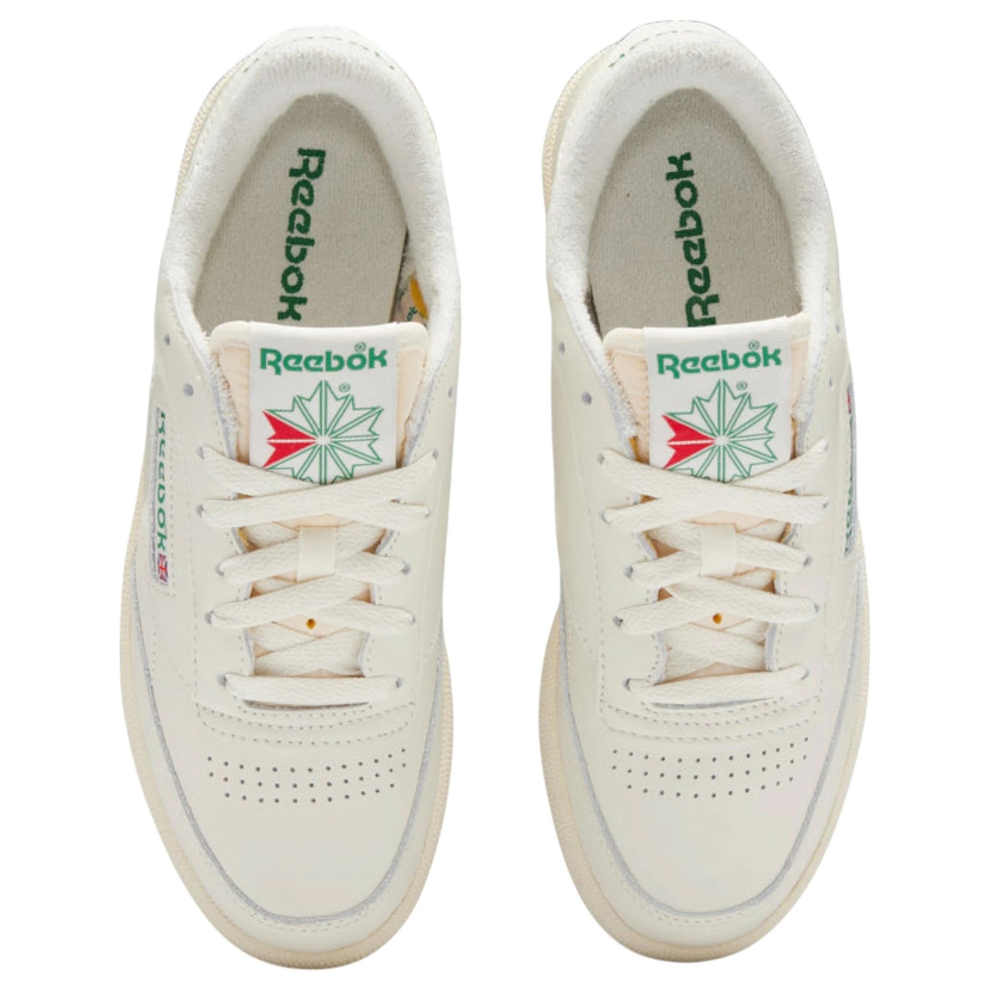 4 Reebok Womens Club C 85 Vintage Casual Shoes CHALK/GREEN, 4 of 9