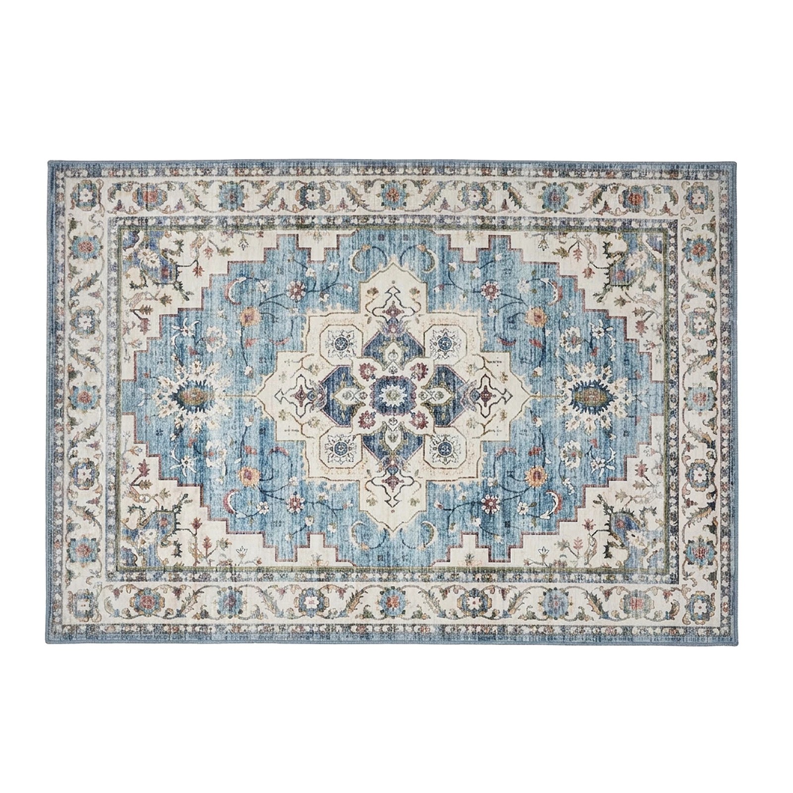 5 Oikiture Distressed Blue Persian Rug Washable Non Slip Floor Carpet 160X230cm - Multi, 5 of 8