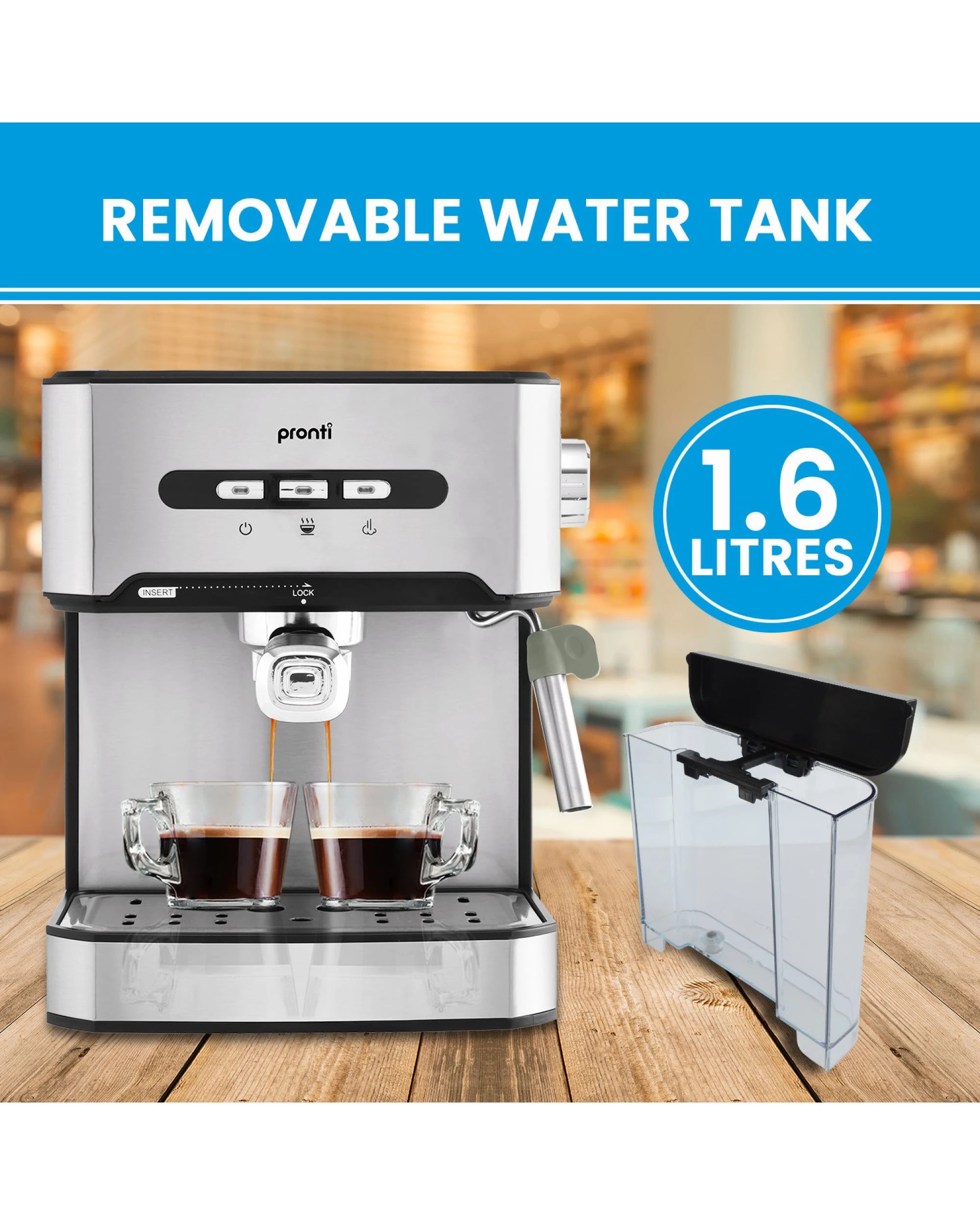 7 Pronti 1.6L Automatic Coffee Espresso Machine with Steam Frother, 7 of 7