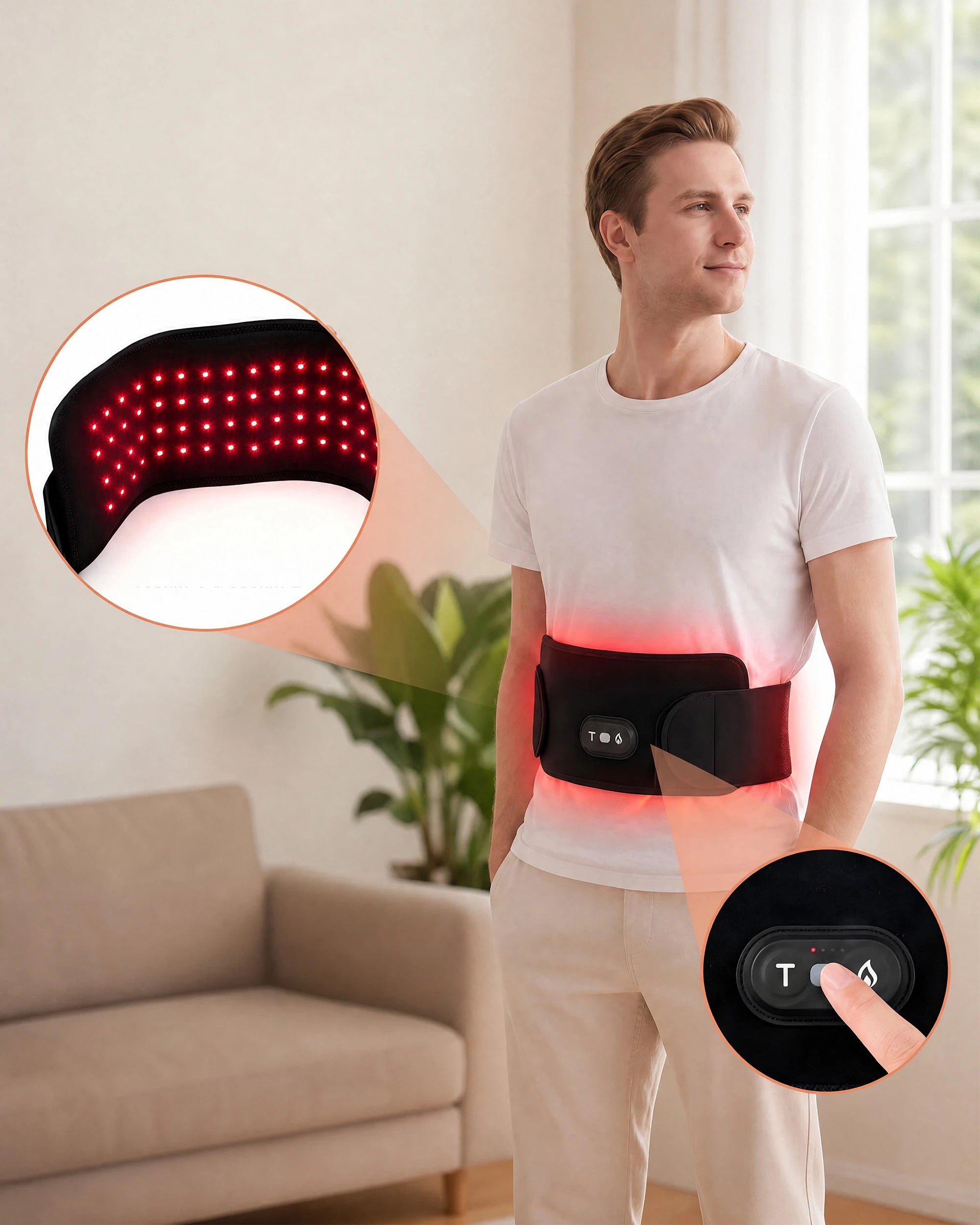 4 Advwin Red Light for Body, Cordless Red Light Belt 216 LEDs - Black, 4 of 9