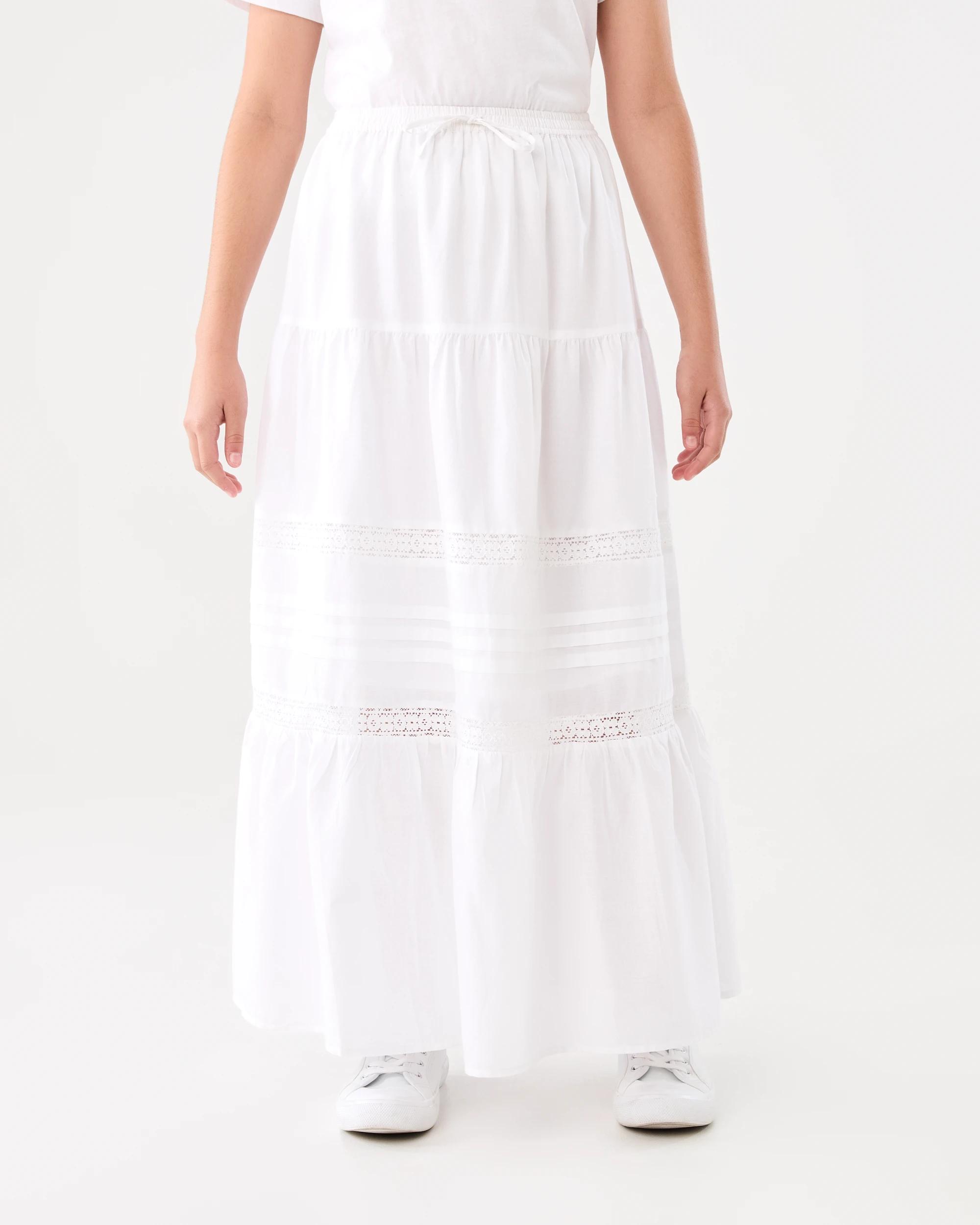 1 Tiered Maxi Skirt White, 1 of 6
