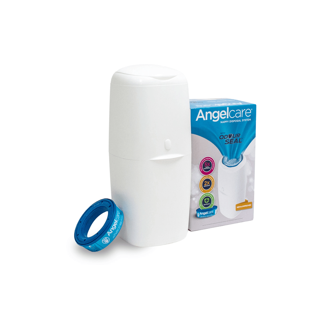 1 Angelcare Odour Seal Nappy Disposal System With 1 Refill Cassette Starter Kit
 - White, 1 of 9