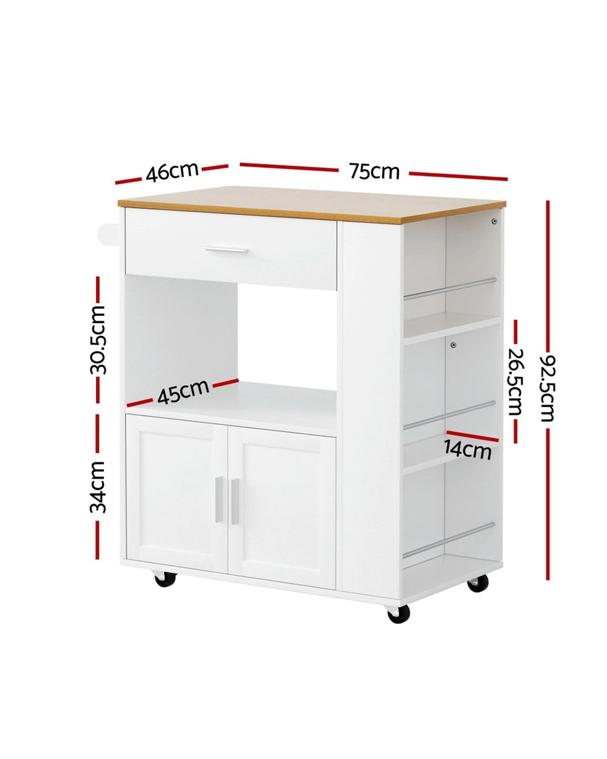 1 Artiss Kitchen Island Trolley Rolling Serving Cart
 - Brown, 1 of 2