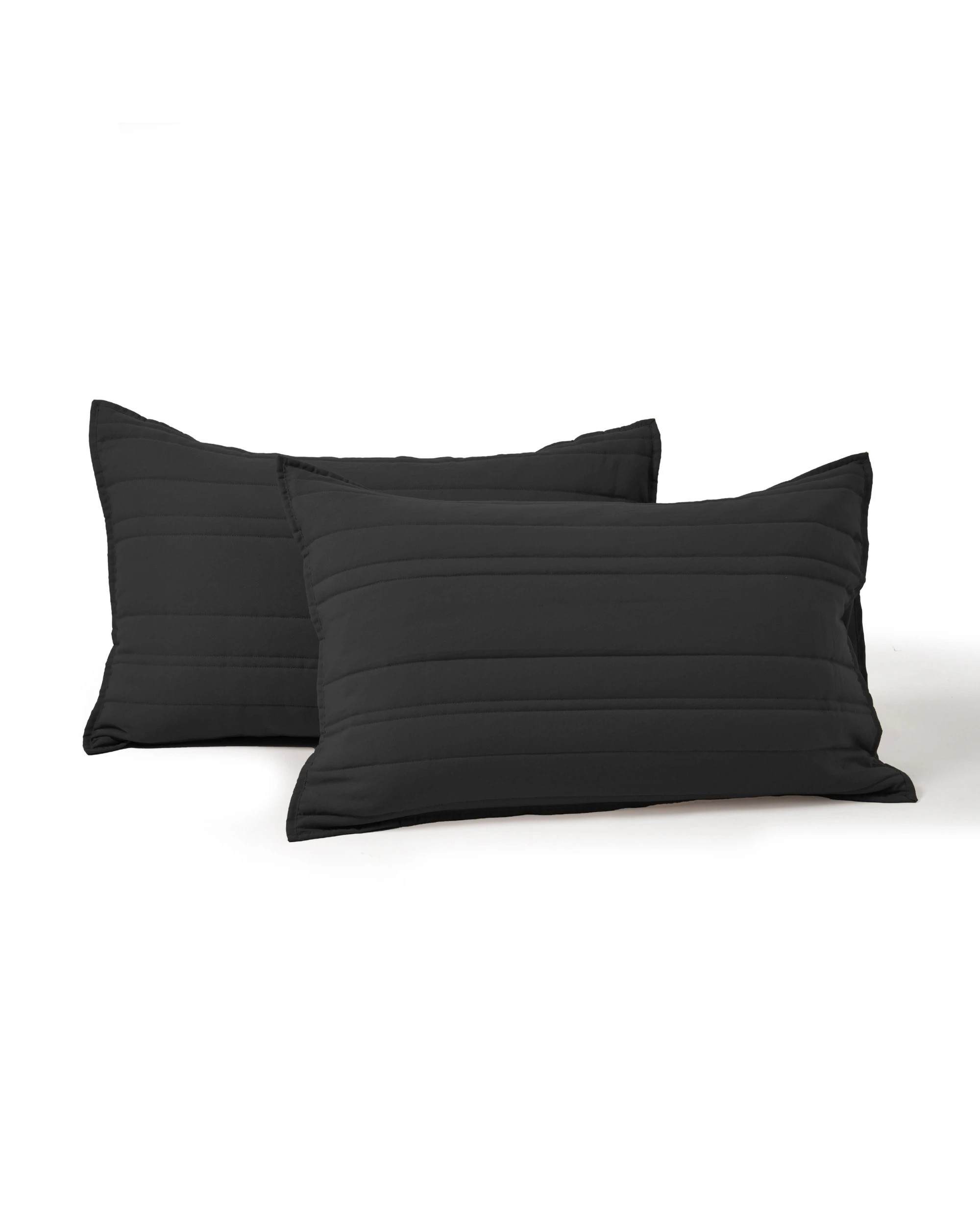 3 Dreamaker Superfine Washed Microfibre Stripe Quilted European Pillowcase Twin Pack - Black, 3 of 6