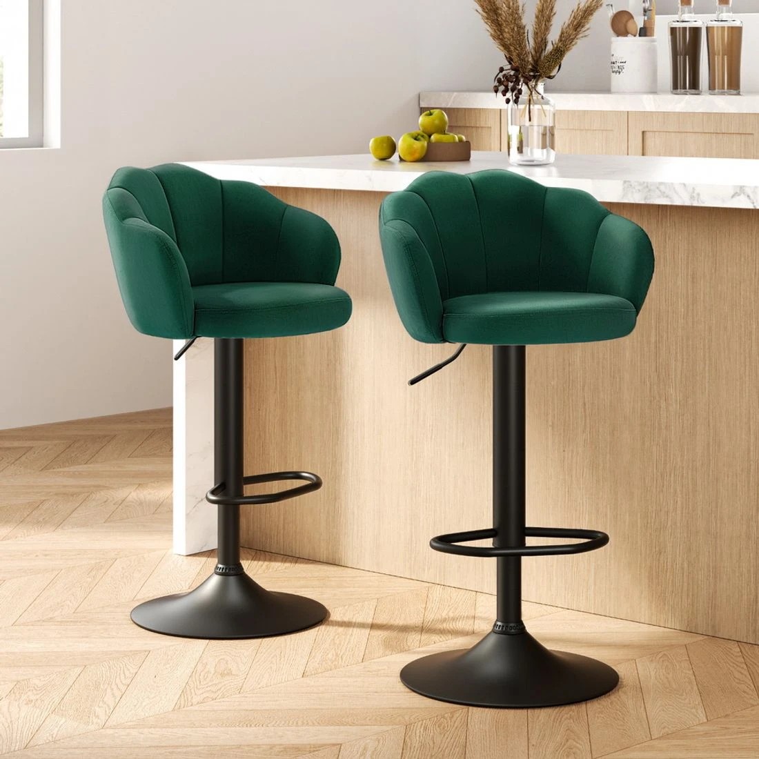 3 Artiss 2x Bar Stools Gas Lift - Green, 3 of 7