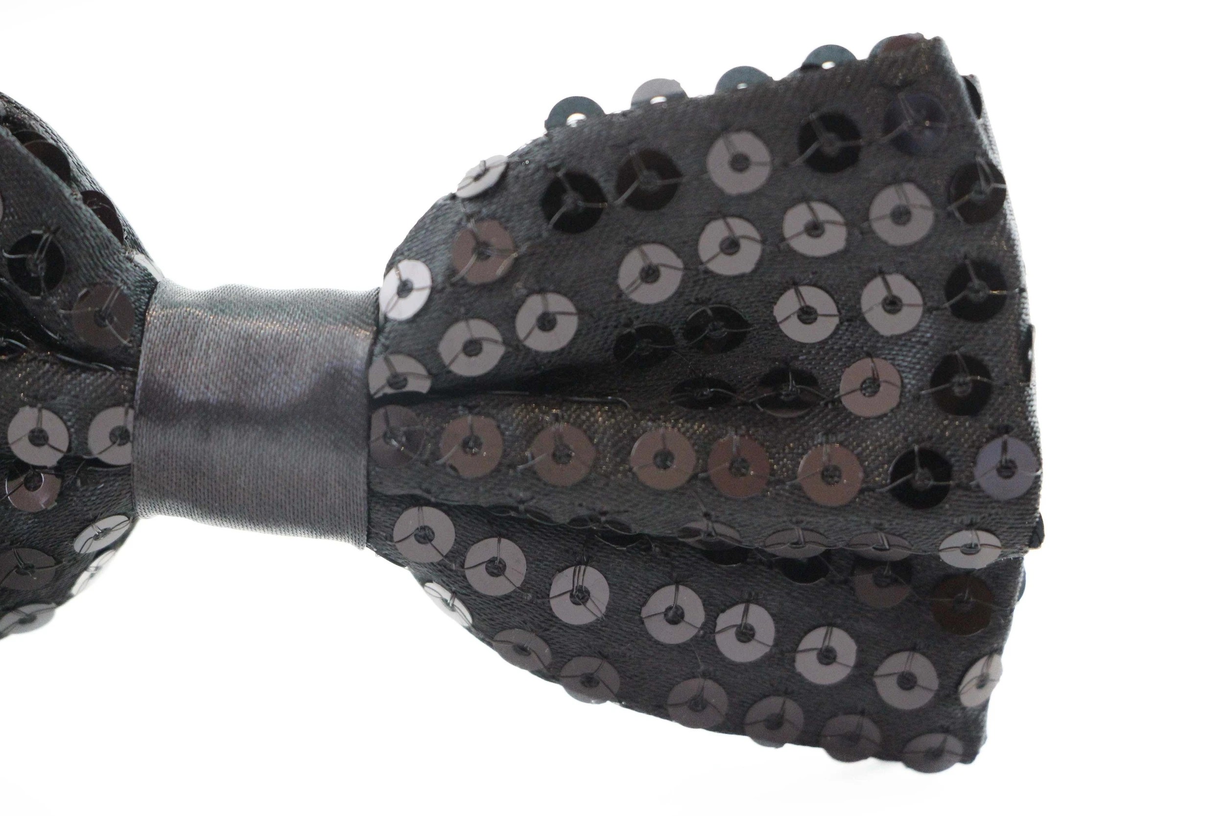3 Zasel Mens Black Sequin Patterned Bow Tie - Black, 3 of 4
