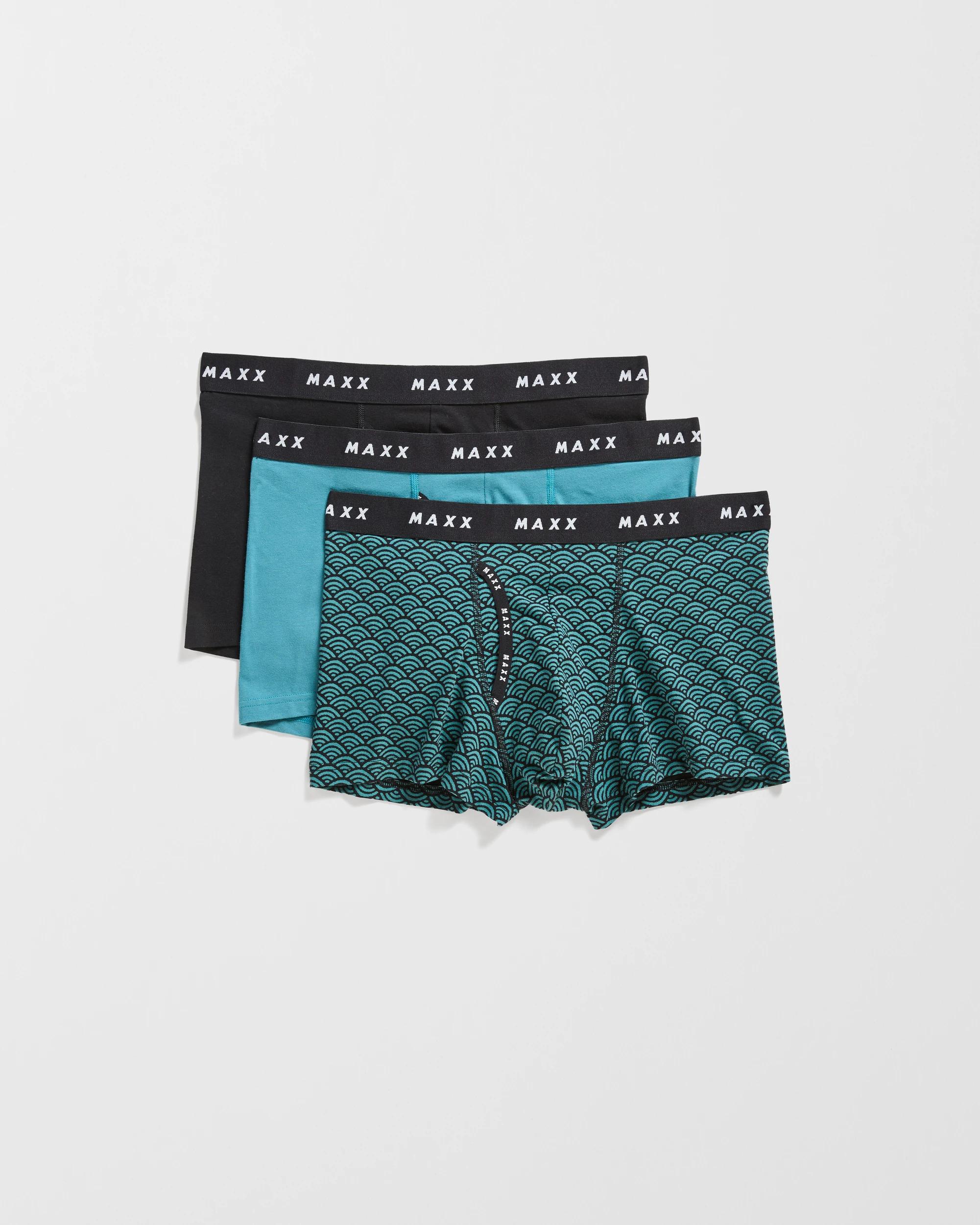 1 Maxx Australian Cotton Blend 3 Pack Mens Flyfront Trunks TEAL, 1 of 4