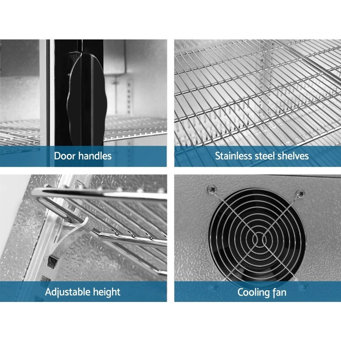 7 Devanti 198L Bar Fridge Dual Glass Door with Light Beverage Adjustable Shelves Quiet Lockable - Black, 7 of 7