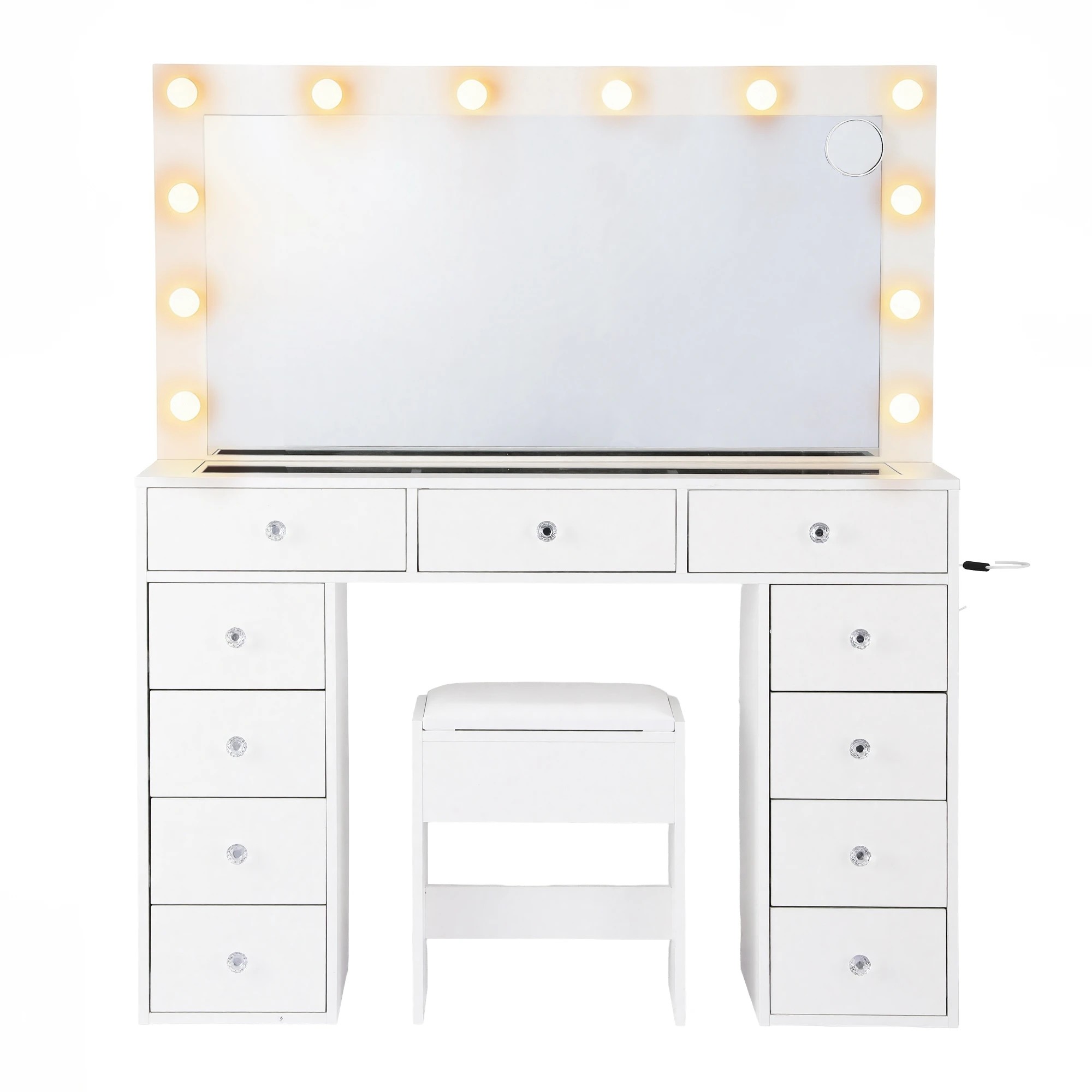3 Artiss Dressing Table Vanity Desk Set Stool LED Bulbs - White, 3 of 3