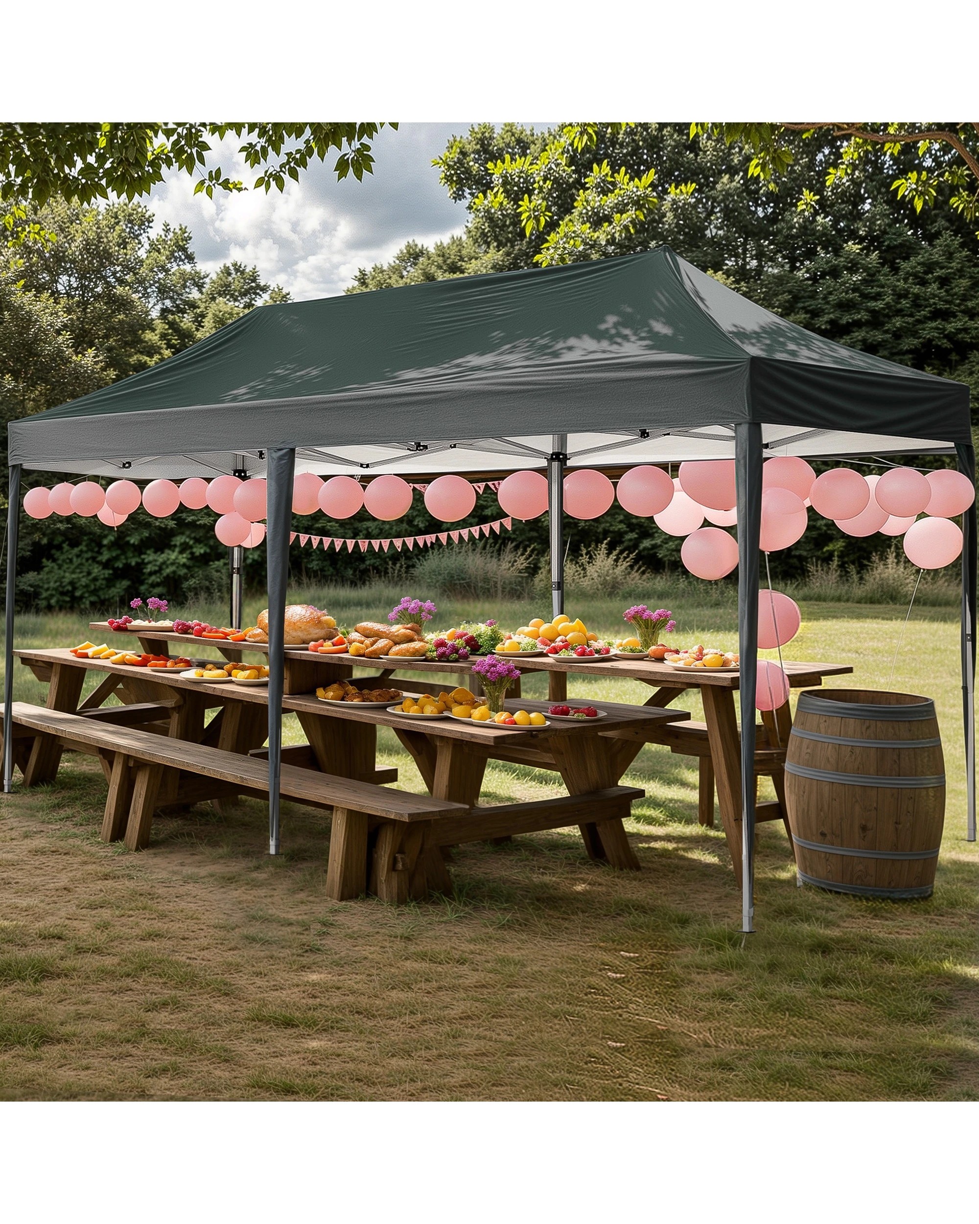 6 Advwin 3×6m Pop Up Canopy Tent with 6 Sidewalls - Gray, 6 of 7