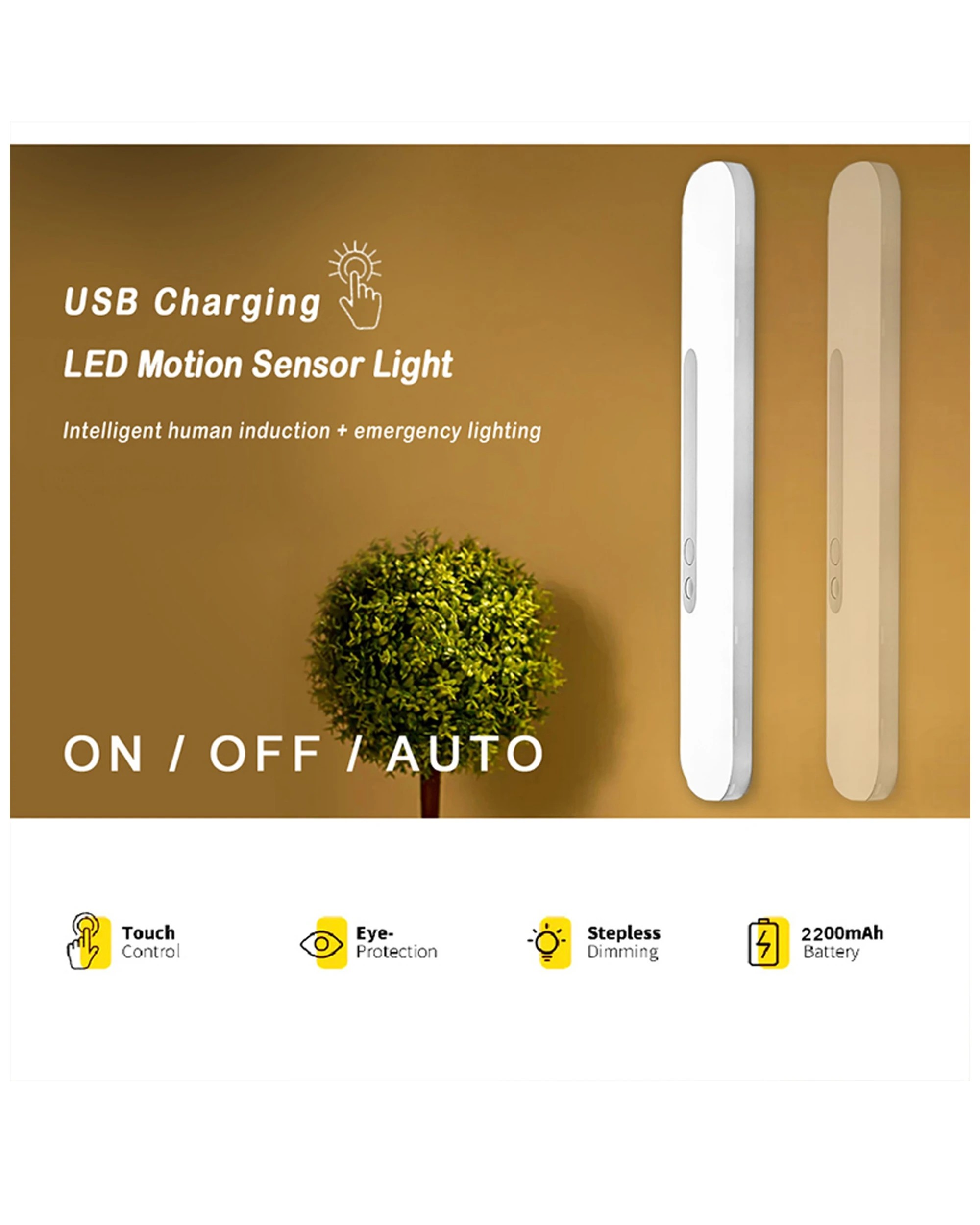 3 Sansai Led Magnetic Motion Sensor Light 3000mah Rechargable Cool White 30cm - White, 3 of 4