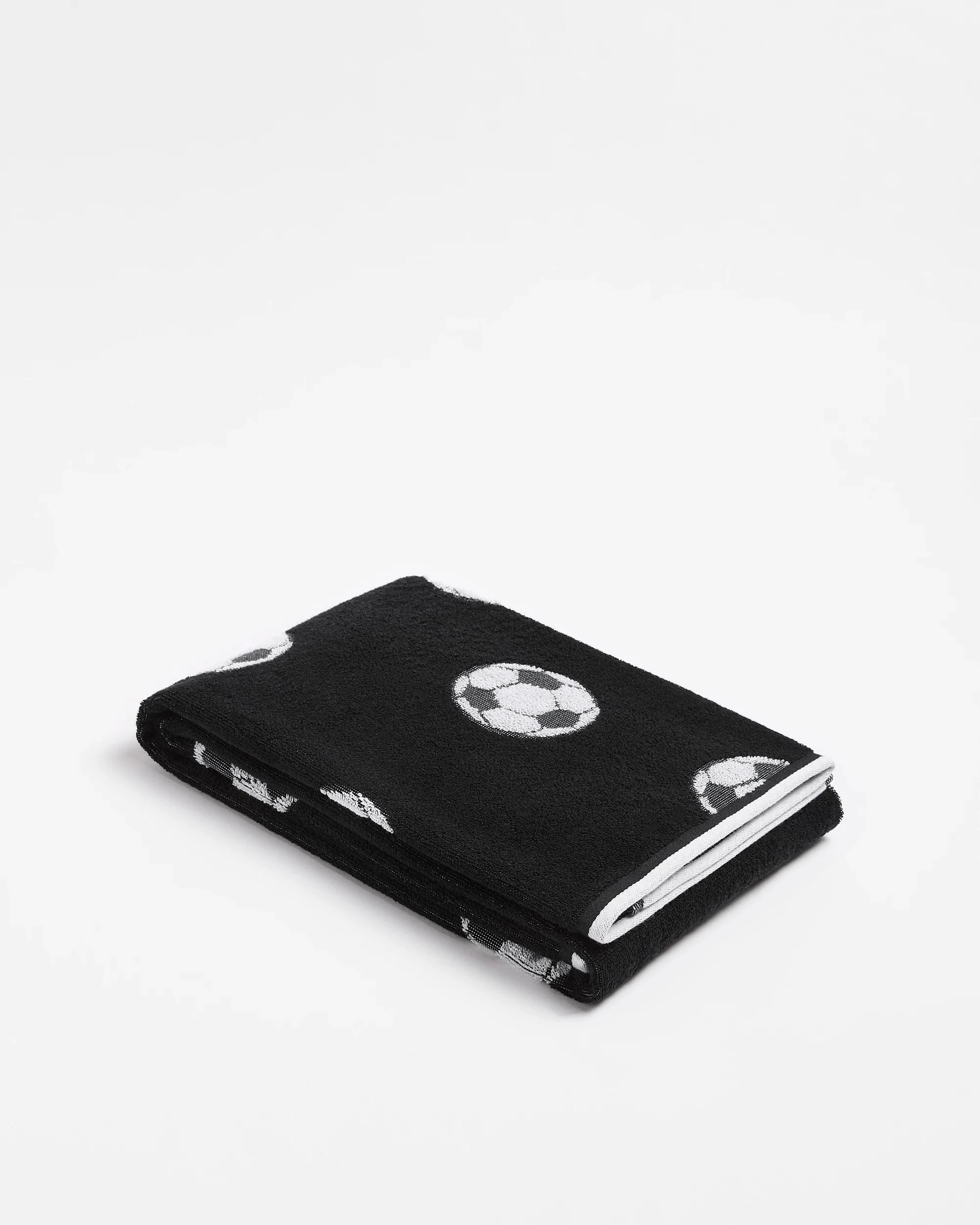 1 Target Sebby Soccer Ball Kids Australian Cotton Bath Towel - Black, 1 of 3